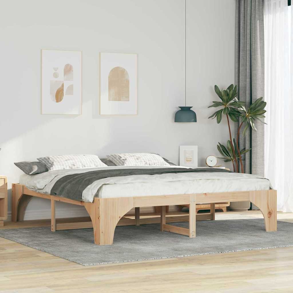 vidaXL Bett Bettrahmen Braun 180 x 200 cm Massives Kiefernholz (1-tlg)