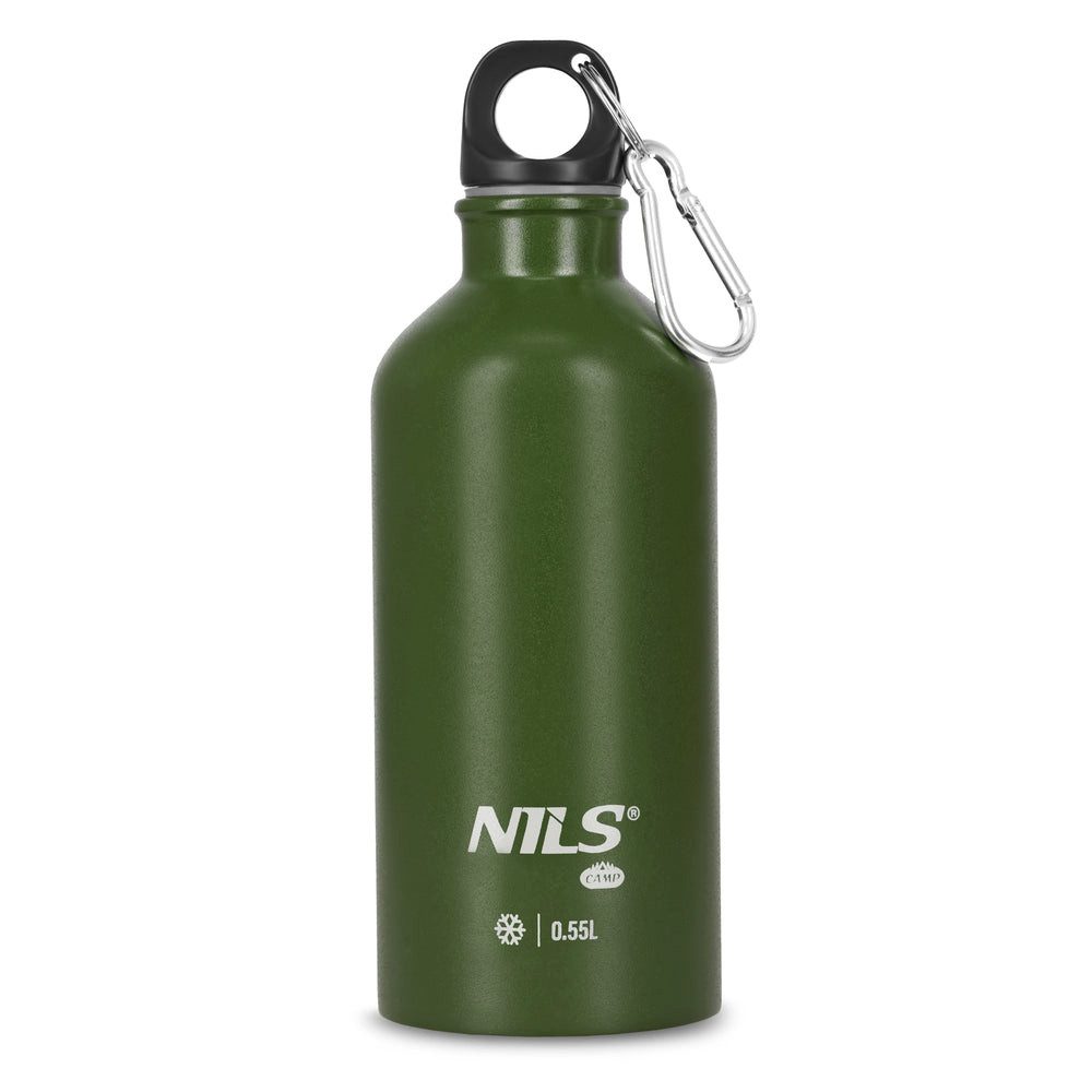 NILS CAMP Trinkflasche Trinkflasche Outdoorflasche, auslaufsicher, 24h kalt, Karabiner, BPA-frei