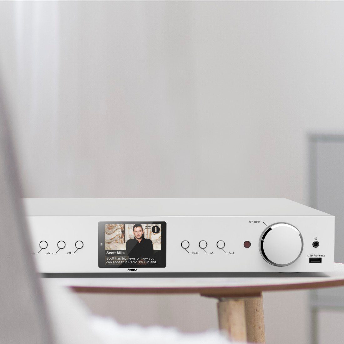 Hama HiFi Tuner FM,DAB DAB+,Internetradio, Bluetooth Receiver & Transmitter Tuner (Bluetooth, WLAN, mit Timer, Weckfunktion, Farbdisplay, Spotify und Amazon Music hören)