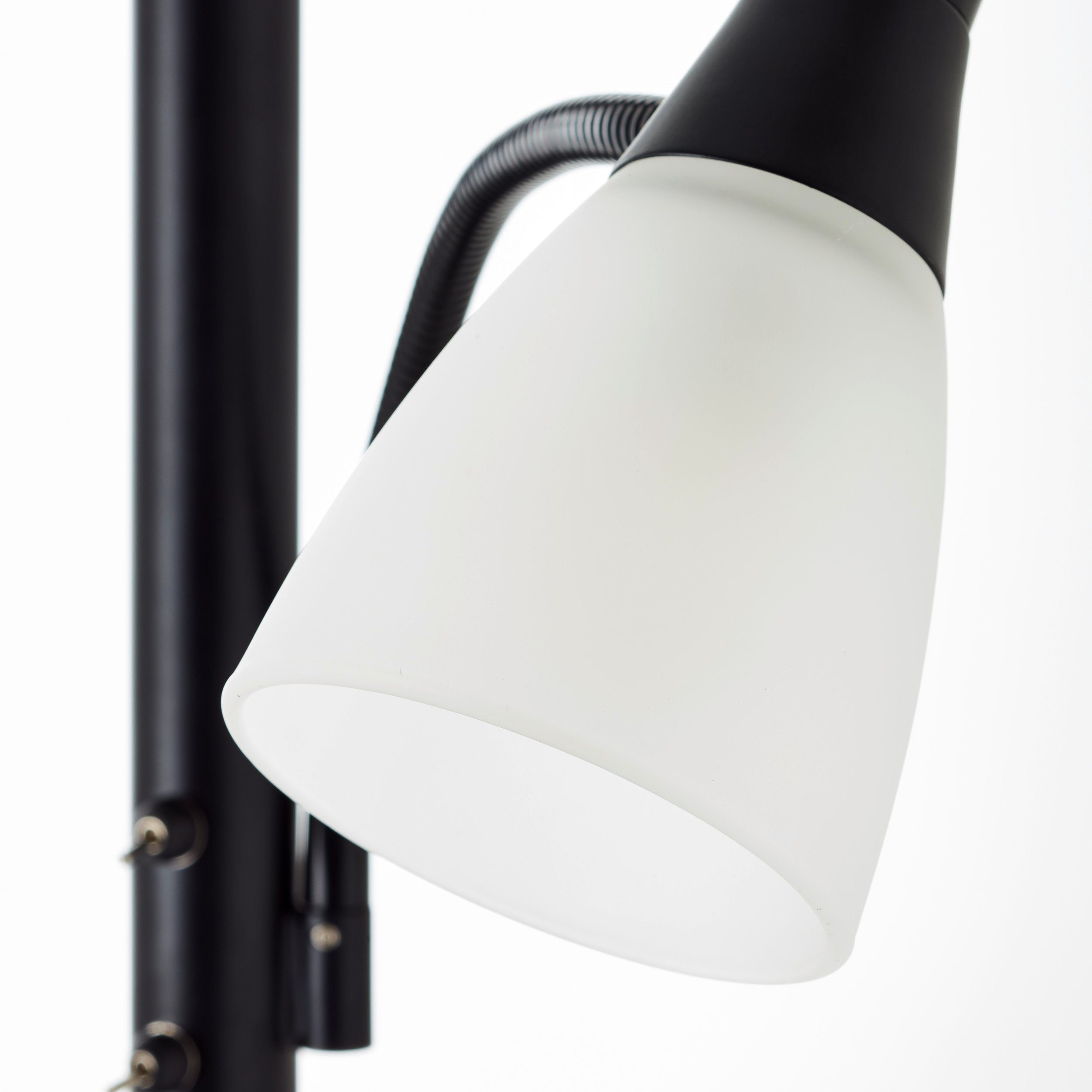 Brilliant Stehlampe W Lucy, 5 E27, LED schwarz, Lucy A60, Deckenfluter Metall/Glas, 1x Lesearm