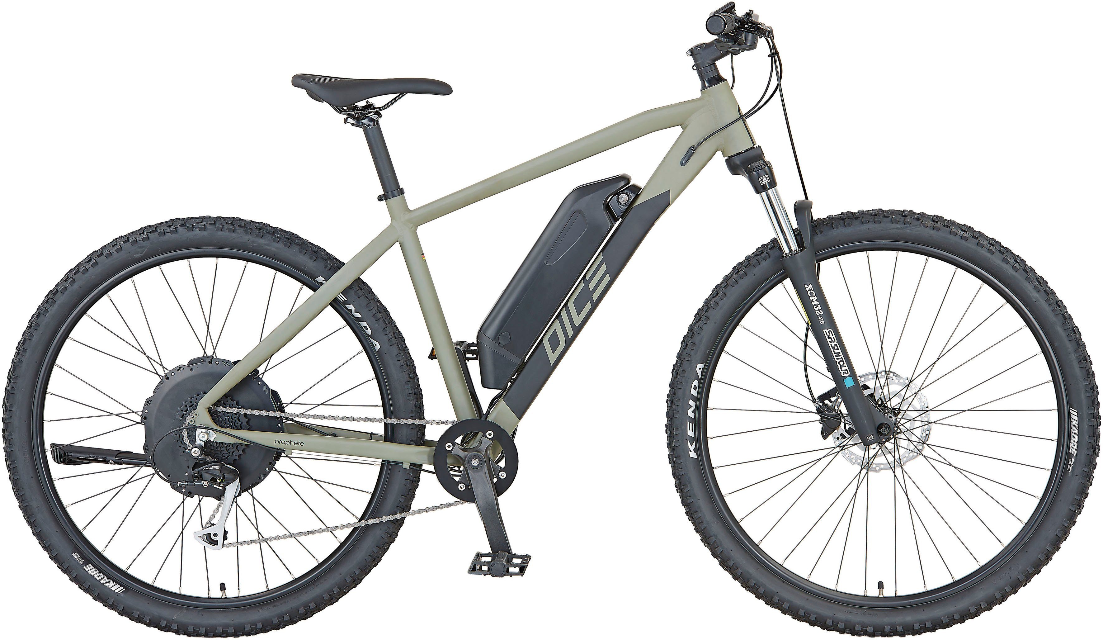 Prophete E-Bike Mountainbike DICE 2.0, 9 Gang Shimano, Kettenschaltung, Heckmotor, 499 Wh, Pedelec, Elektrofahrrad für Damen u. Herren, MTB