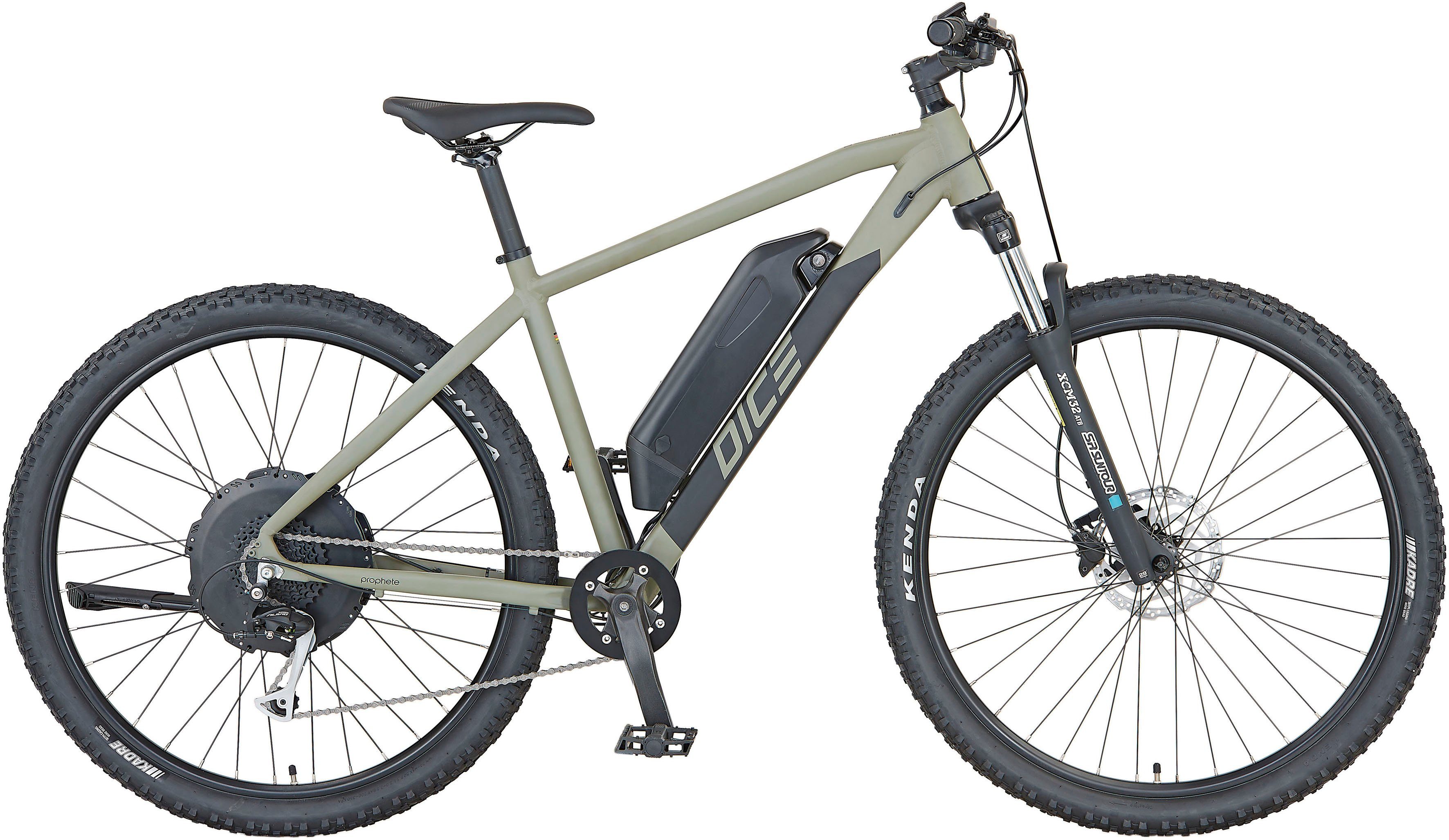 Prophete E-Bike DICE 2.0, 9 Gang Shimano, Kettenschaltung, Heckmotor, 499 Wh Akku, Pedelec, Elektrofahrrad für Herren, MTB, Mountainbike