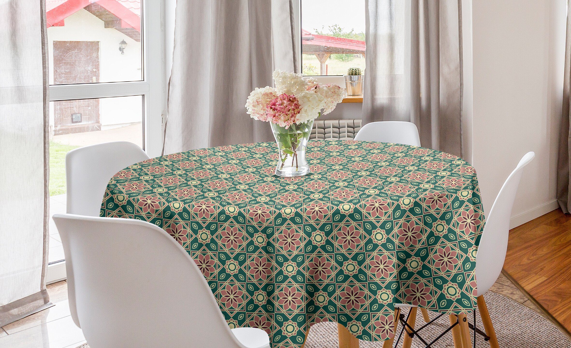 Dekoration, Küche Esszimmer Tischdecke Röschen Abdeckung Tischdecke Kreis Chevron für Abakuhaus Mosaik orientalisch