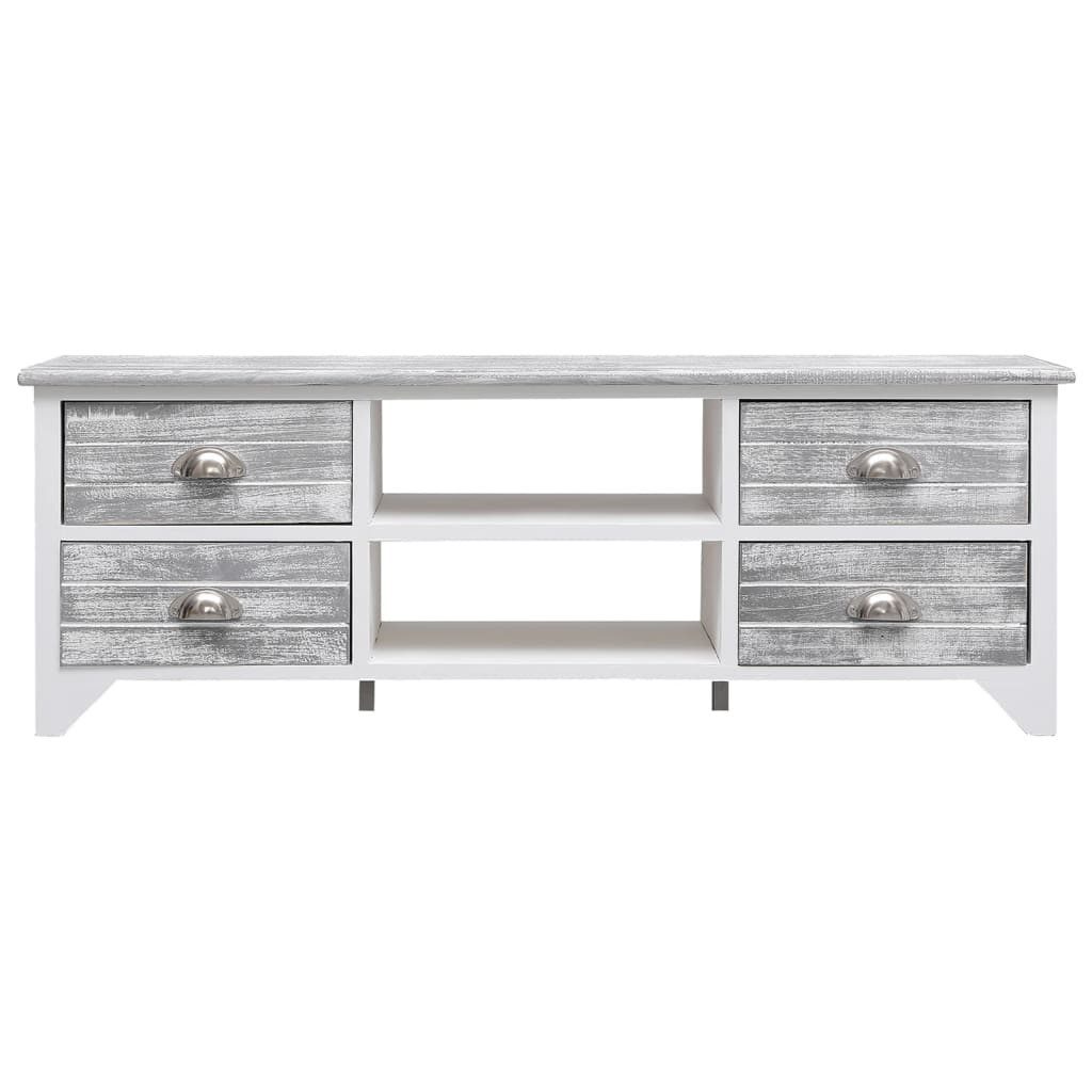 vidaXL TV-Schrank TV-Schrank Weiß und Grau 108x30x40 cm Massivholz Paulowni günstig online kaufen