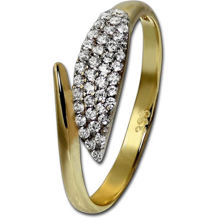 GoldDream Goldring GoldDream Zirkonia Ring Damen Gr. 56 (Fingerring) Damen Ring Echtgold 333er Gelbgold gold weiß Blatt