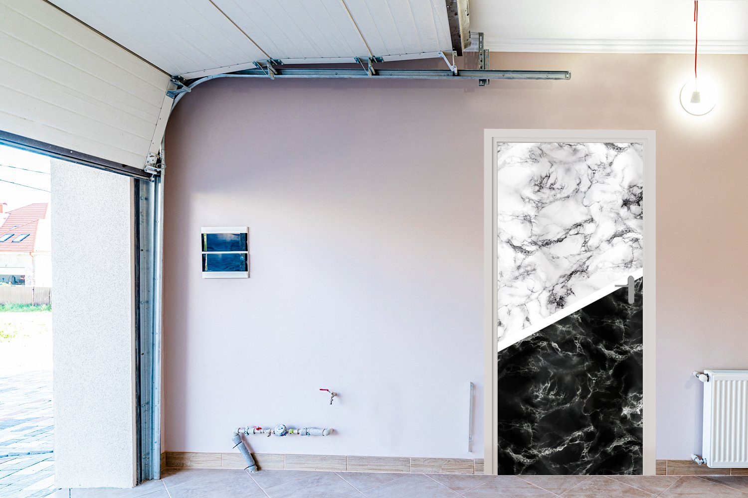 Tür, cm Collage, - Fototapete Marmor Matt, für MuchoWow Türtapete (1 St), Türaufkleber, Chic - bedruckt, 75x205