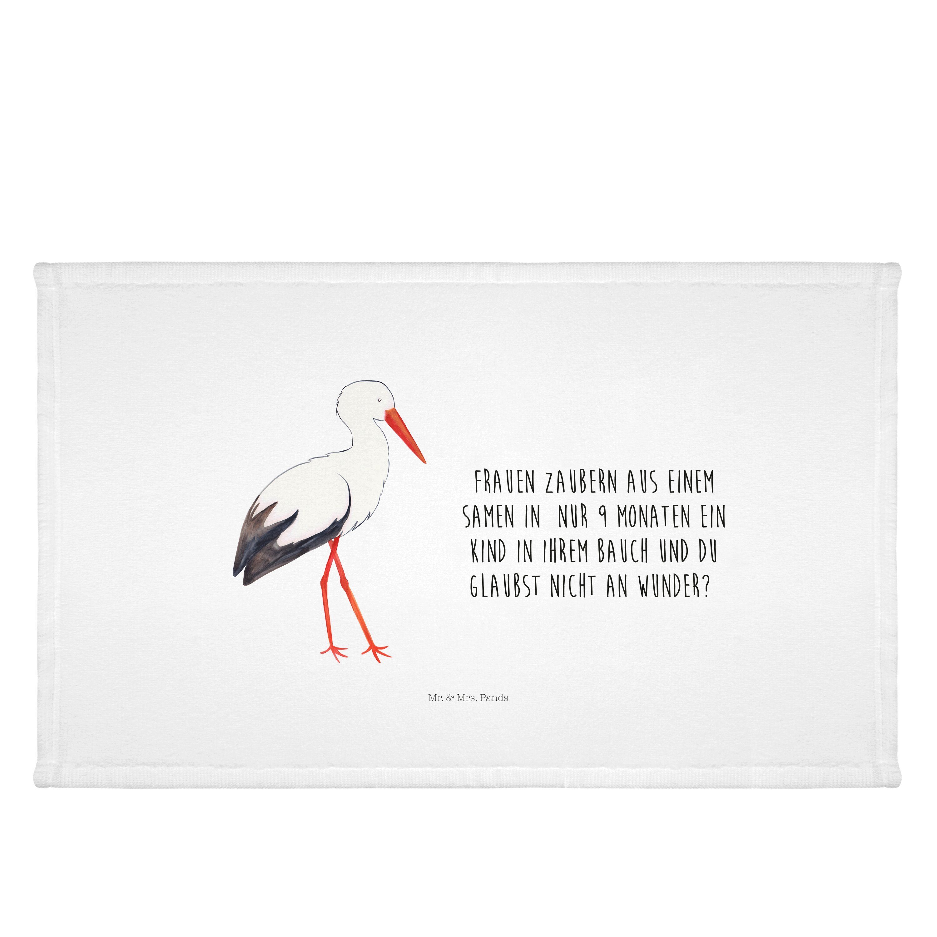 Mr. & Mrs. Panda Handtuch Storch, Gästehandtücher, Weiß, Lustige Sprüche, Storch, Gästehandtuch, Kunstfaser (Packung, 1-St)