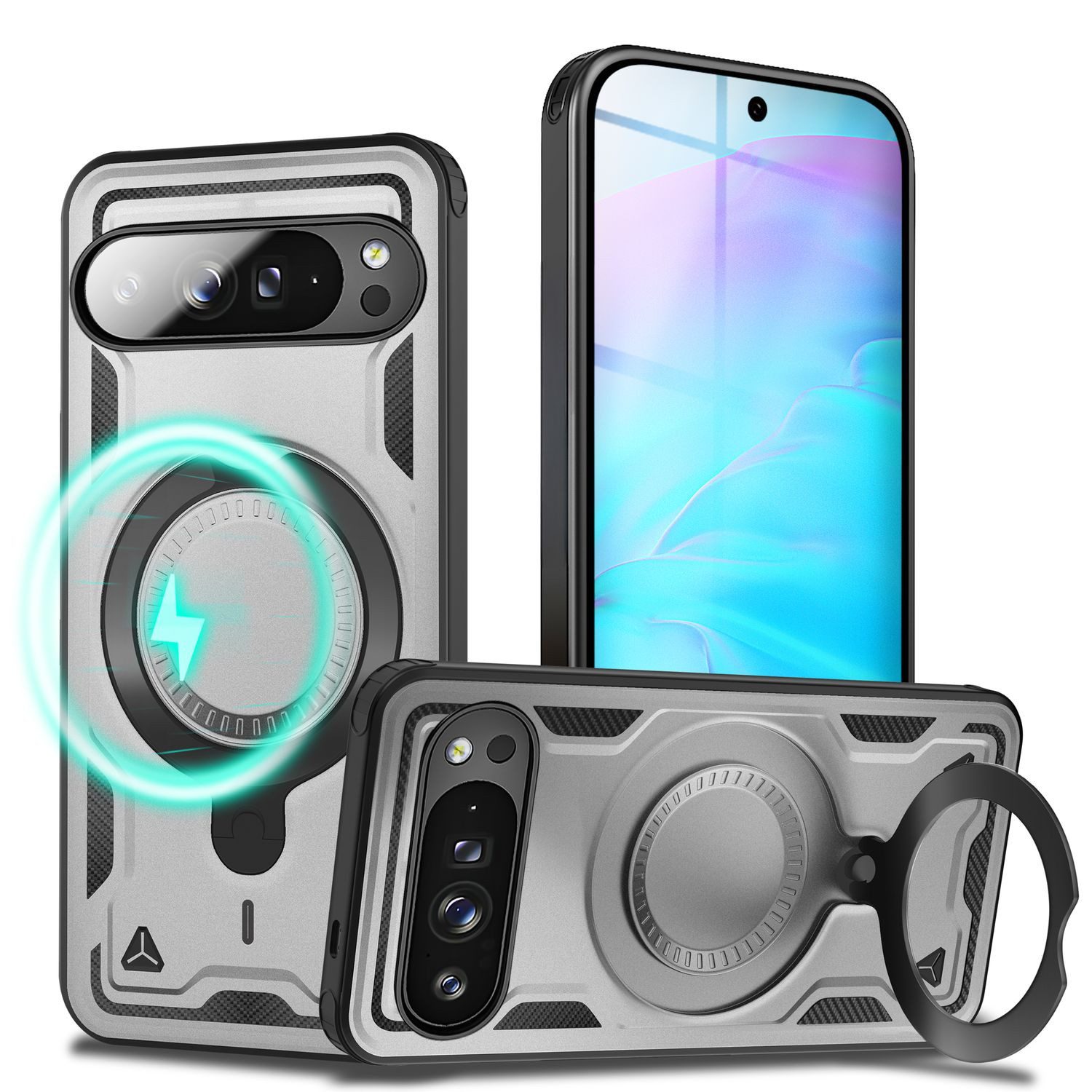 Nalia Smartphone-Hülle Google Pixel 9 Pro, Panzer Militärschutz / Extrem Robust / Magsafe / 360° Ring / Kickstand