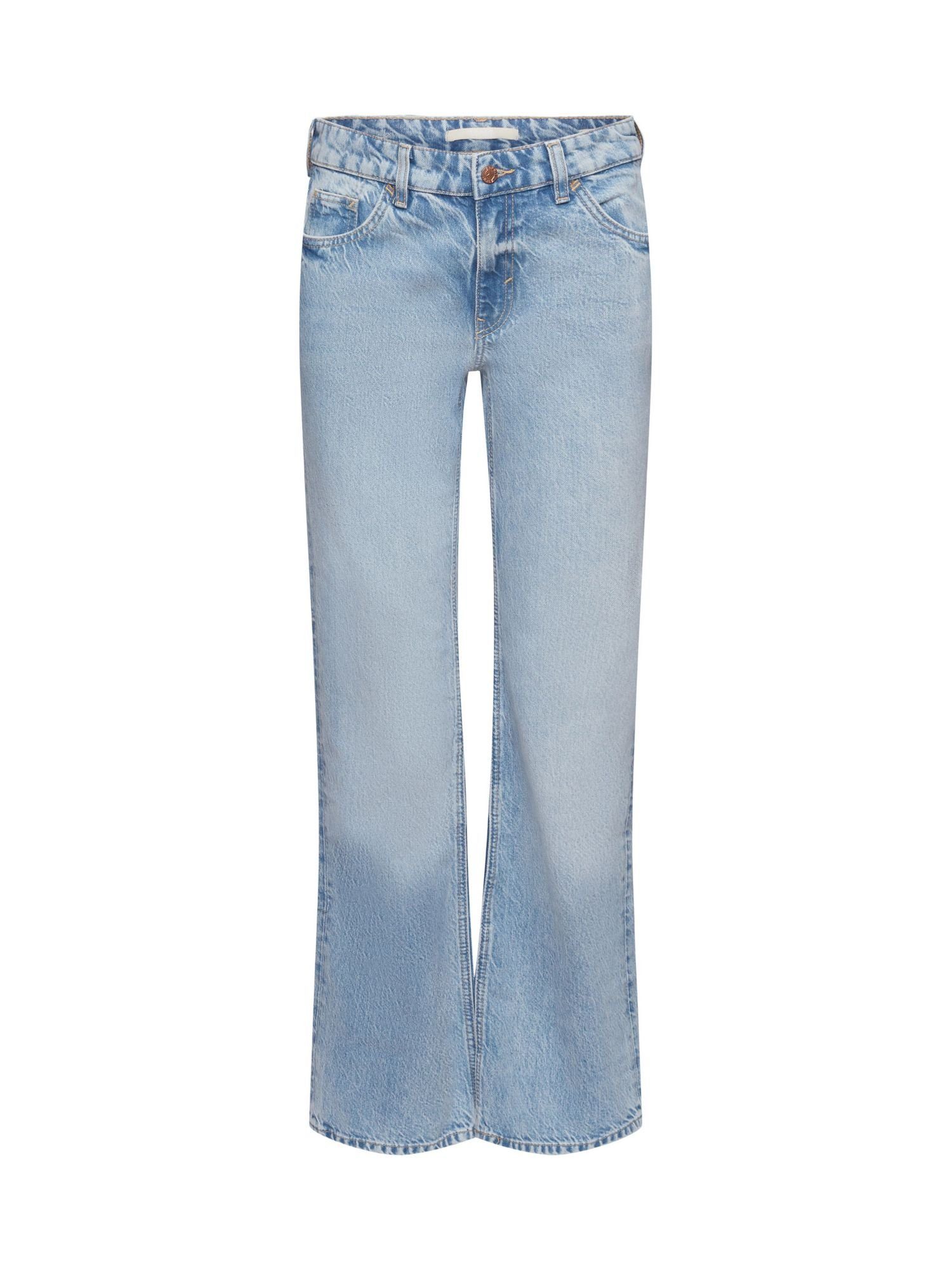 edc by Esprit 7/8-Hose Ausgestellte Retro-Jeans mit mittelhohem Bund BLUE MEDIUM WASHED