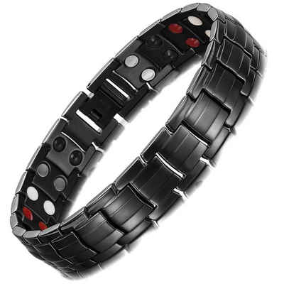 Haiaveng Gliederarmband Magnetarmband für Männer Armband Gesundheit (Baugruppen), Titan Magnet-Armband zweireihig 4 Elemente schwarz