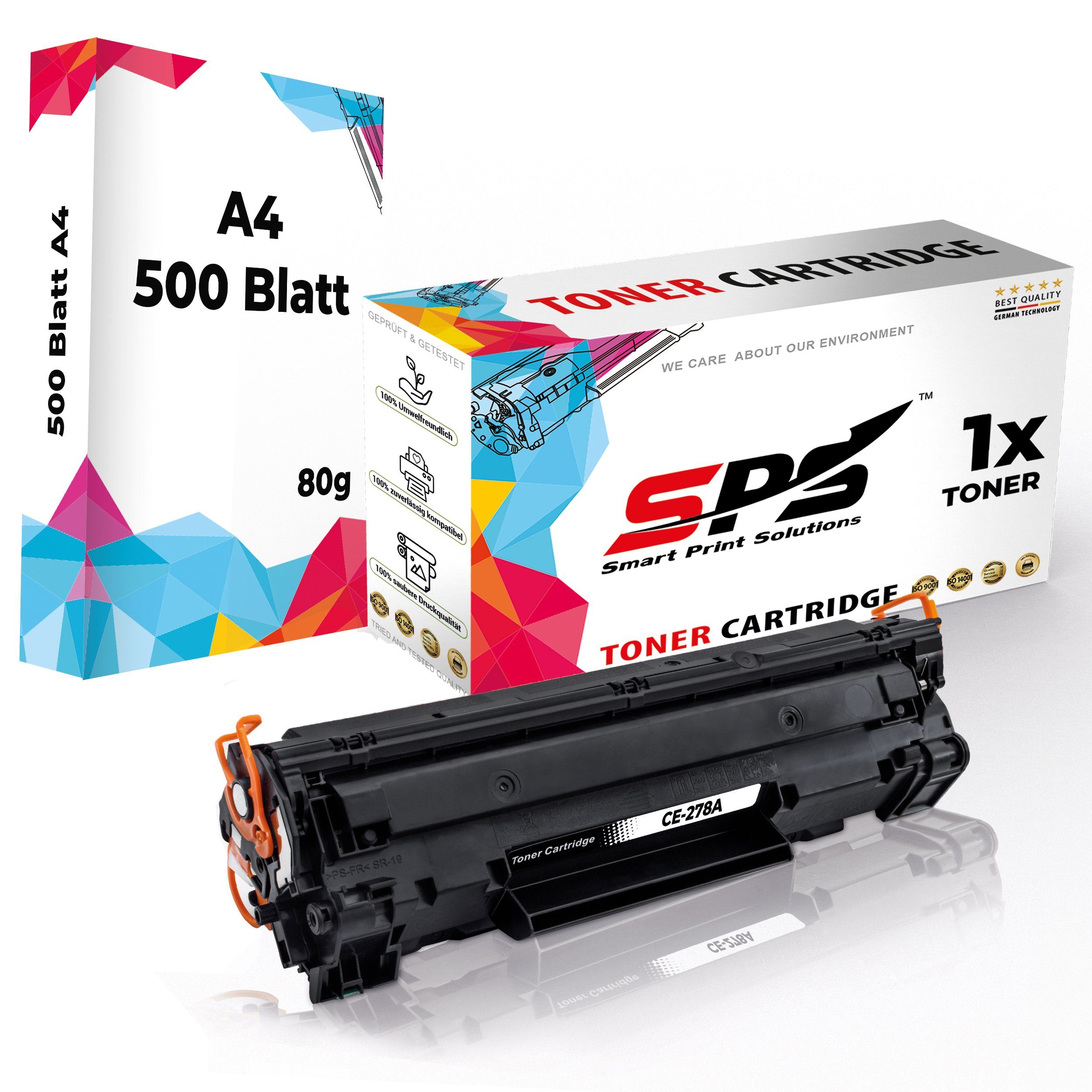 SPS Tonerkartusche Kompatibel für HP Laserjet Pro P1600 78A CE278A, (1er Pack + A4 Papier, 1x Toner (1x Schwarz) | Tonerpatronen