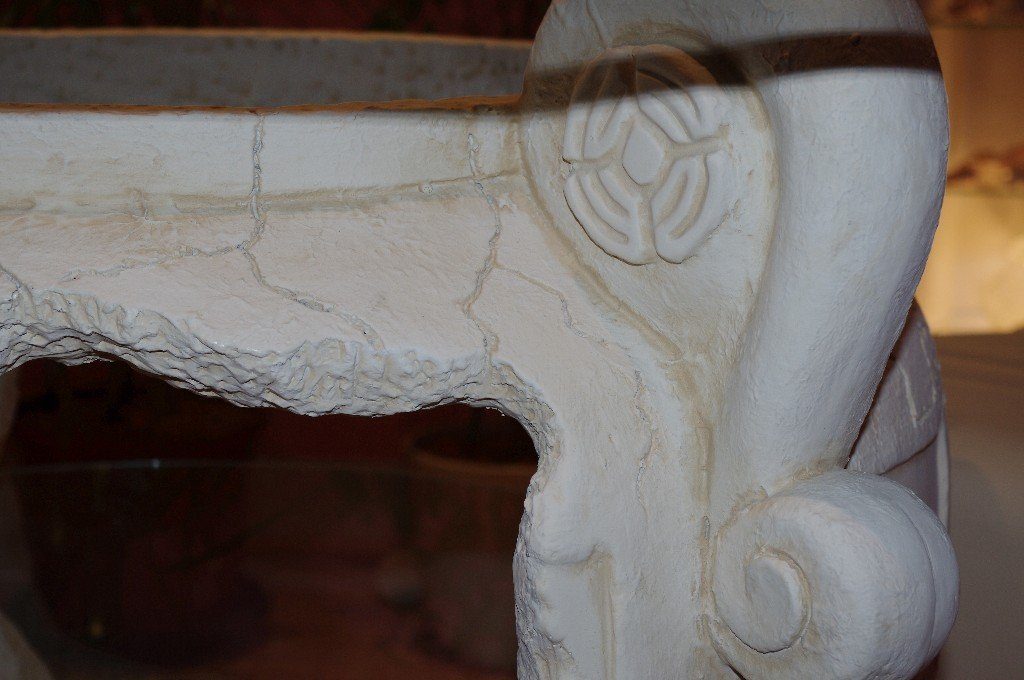 Antikes Säulen-Esstisch Tafeltisch runder Amphore Küchentisch Wohndesign Esstisch