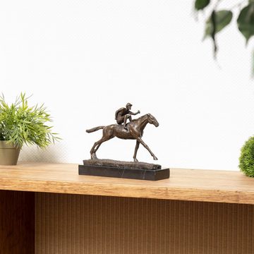 Moritz Dekofigur Bronzefigur Jockey und Pferd, Bronzefigur Figuren Skulptur für Regal Vitrine Schreibtisch Deko