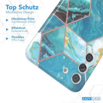 EAZY CASE Handyhülle IMD Motiv Cover für Samsung Galaxy S21 FE 5G 6,41 Zoll, Etui Silikonhülle Dünn Design Ultra Case kratzfest Marmor Blau Grün