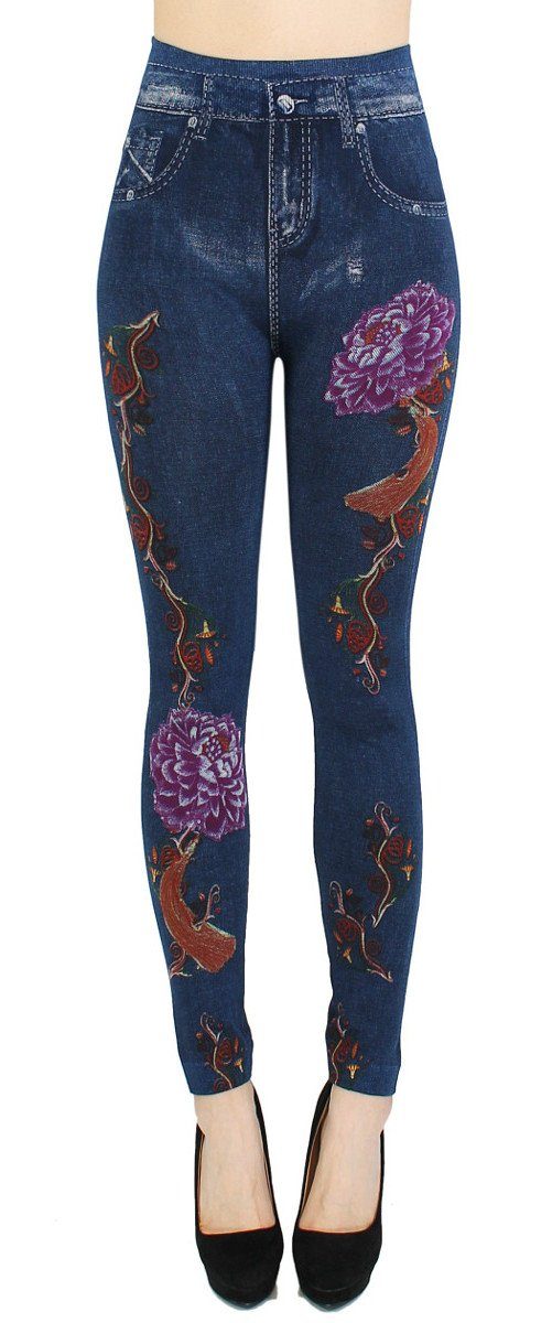 dy_mode Thermoleggings Thermo Leggings Damen Jeggings Gefüttert Thermoleggings Innenfutter Gefüttert WL040-Vintage