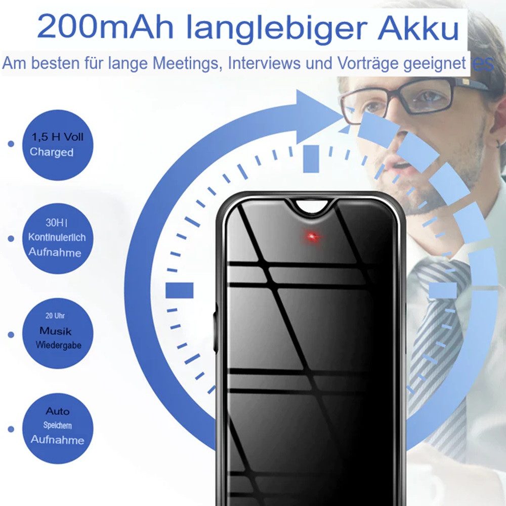 SpionProfi 64GB Mini Voice Recorder Ton Stimme Aufnahmegerät Spracherkennung Auto Digitales Diktiergerät (Spy versteckte Tragbare Wanze Spion mit Geräuscherkennung)