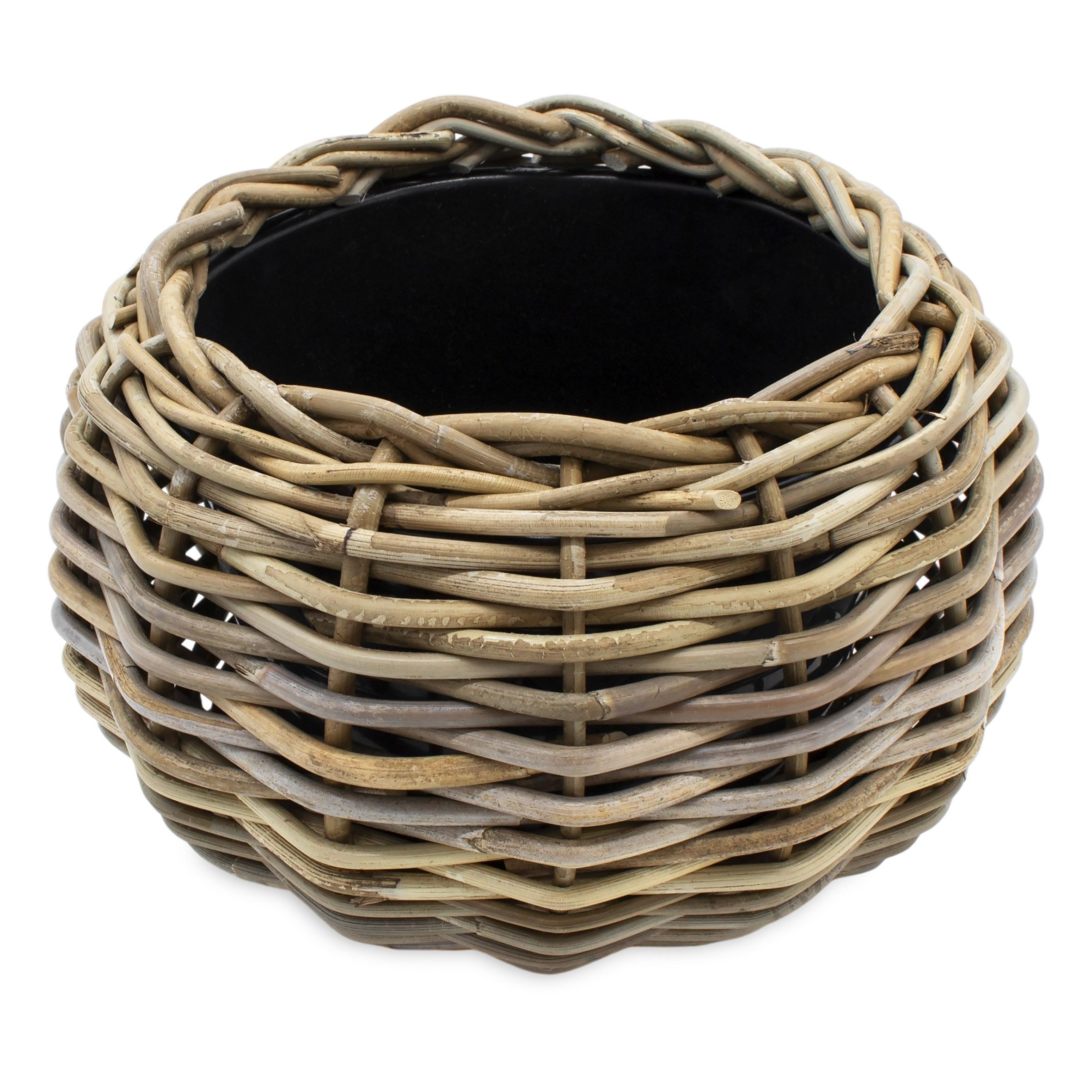 Spetebo Blumentopf Rattan Pflanztopf mit Kunststoff Einsatz (Anzahl, 1 St., Stück), mit 100 % wasserdichtem Innenkübel