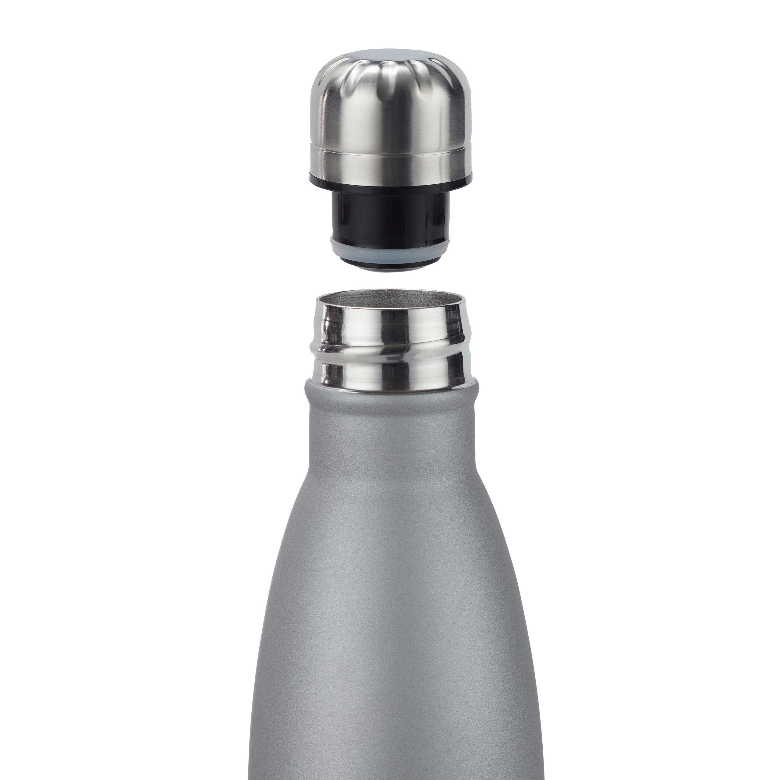 1 relaxdays Edelstahl x Isolierflasche Trinkflasche silber