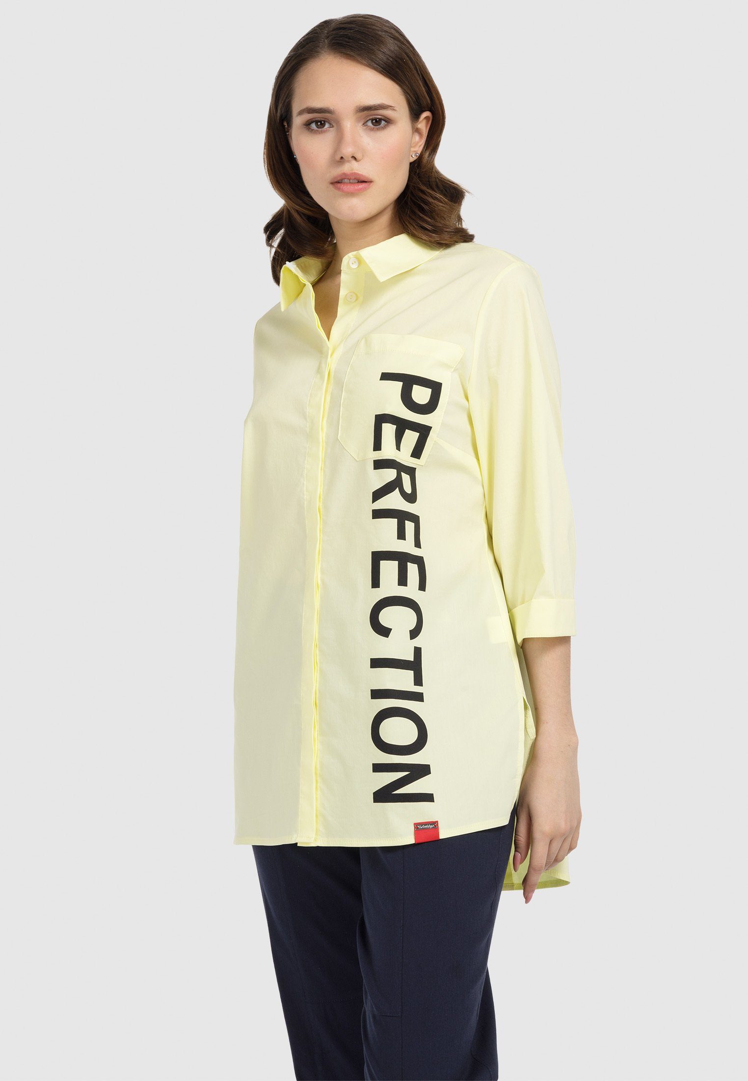 HELMIDGE Longshirt Print-Shirt zitrone