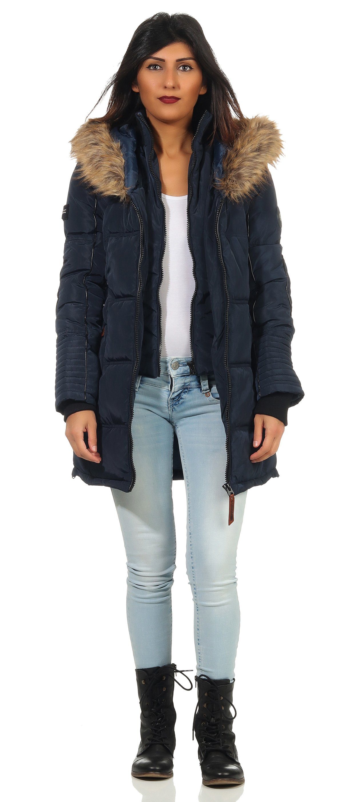Geographical Norway Winterjacke Damen Outdoor Jacke G-Blustery by leyoley in Unifarbe, mit XXL-Kapuze