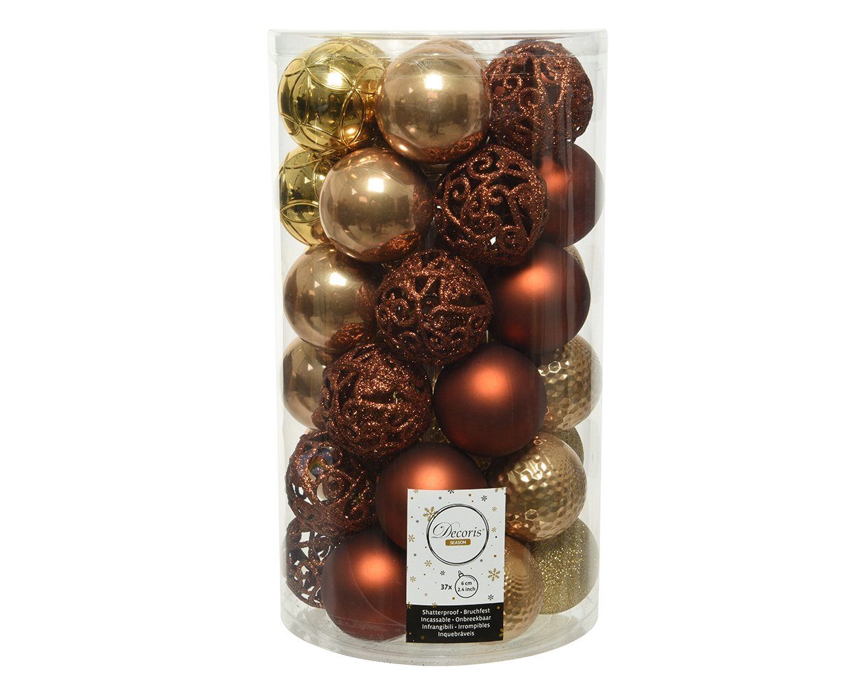 37er Set season Decoris gold, 6cm Kunststoff decorations braun Weihnachtsbaumkugel, Weihnachtskugeln Ornamente /