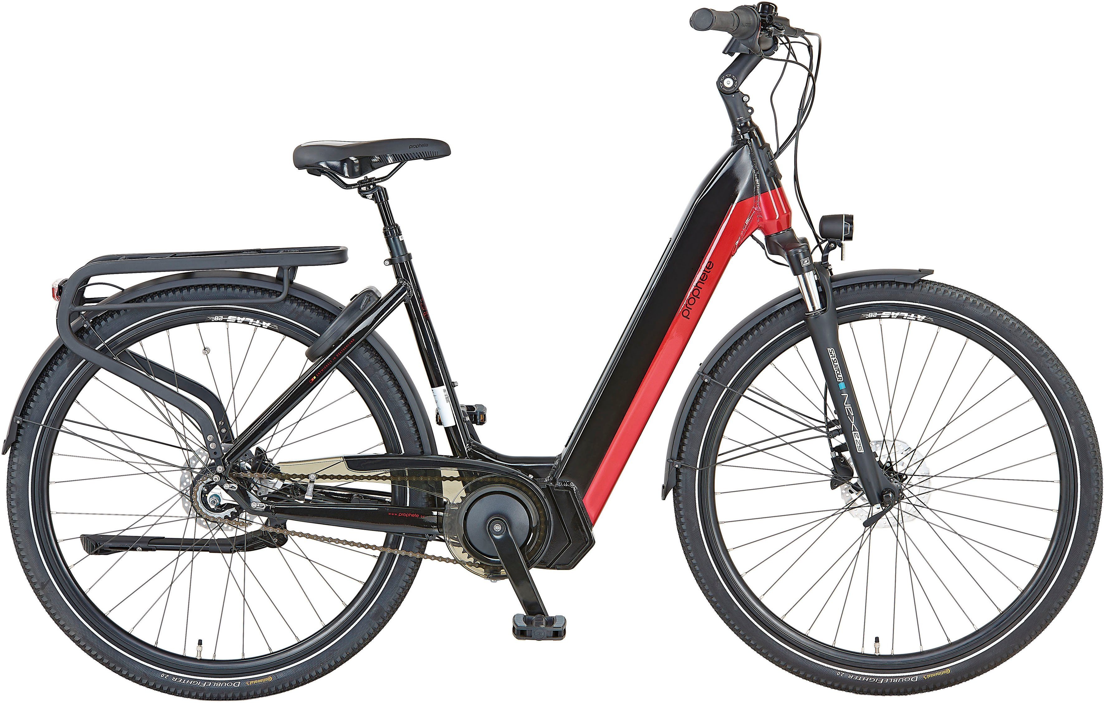 Prophete E-Bike Cityrad Geniesser 5.0, 7 Gang Shimano Nexus Schaltwerk, Nabenschaltung, Mittelmotor, 630 Wh, (mit integr. Rahmenschloss ART zertifiz), Pedelec, Elektrofahrrad für Damen u. Herren