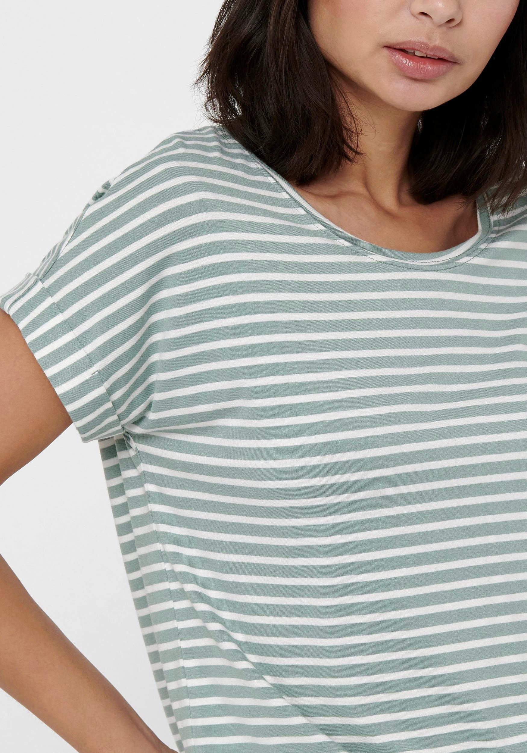 ONLY T-Shirt ONLMOSTER mit stripes am w. Arm Aufschlag jadeite