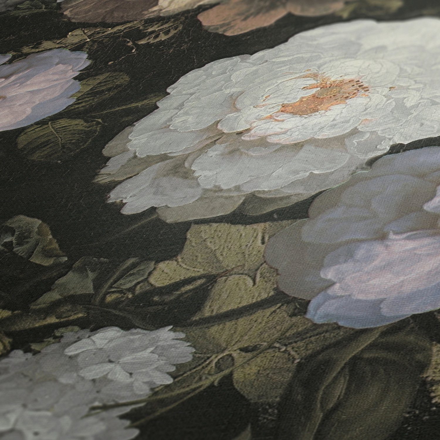 Création rosa/grün/weiß Blumen botanisch, Vliestapete of History floral, Tapete A.S. Art,
