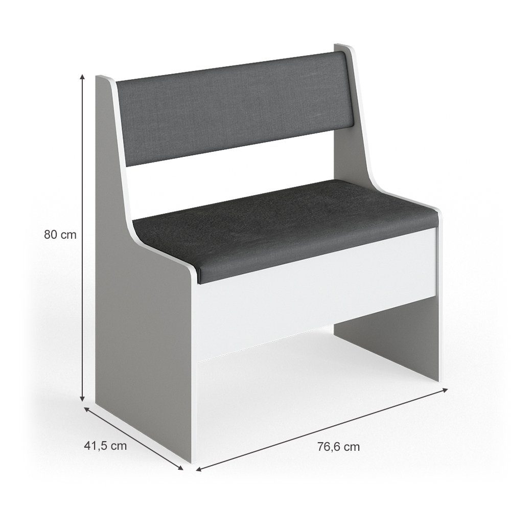 Vicco Sitzbank Roman, Weiß/Anthrazit, 76 x 42 cm (1-St)