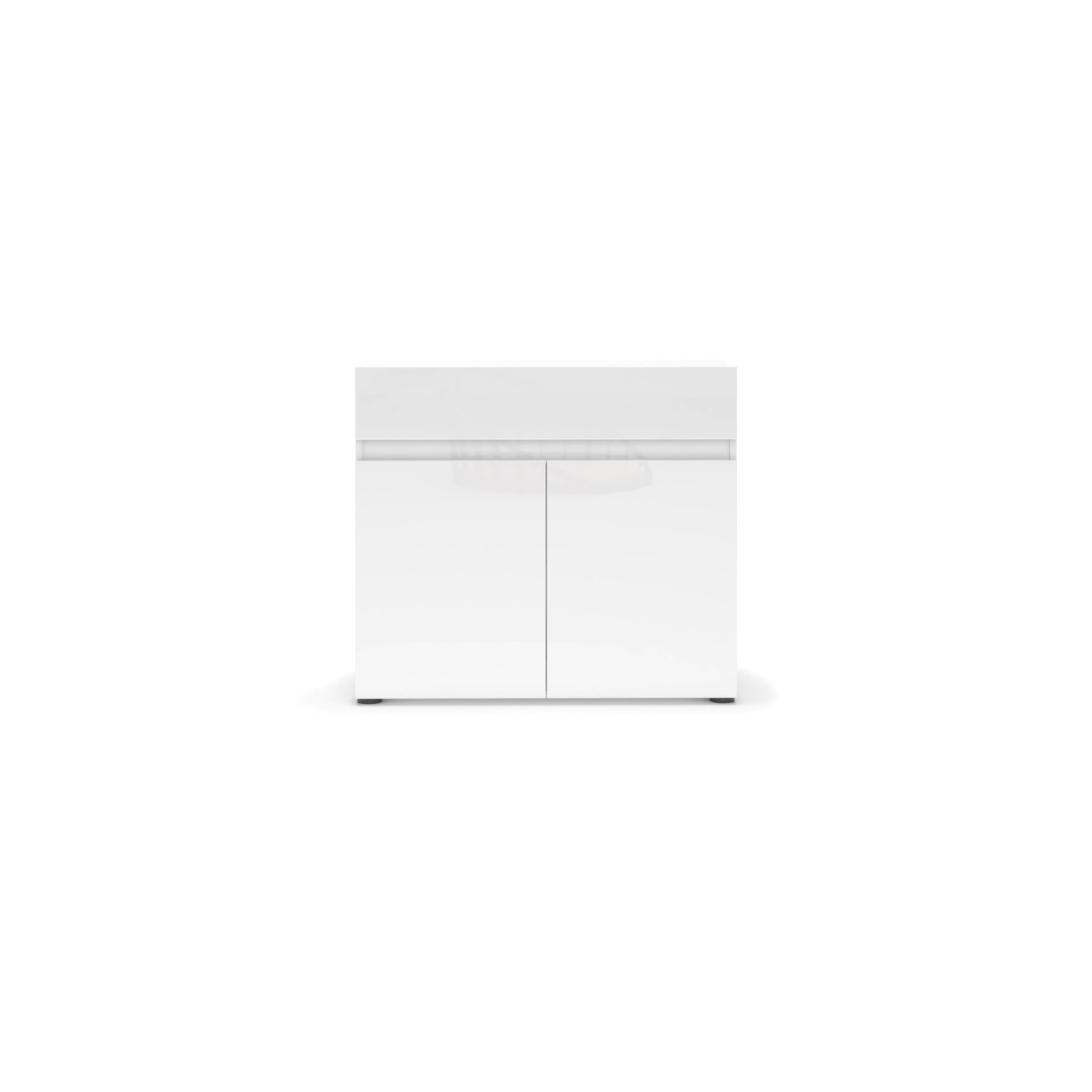 KITALY Sideboard in weiss, Lack Hochglanz - 90x80x38cm (BxHxT)