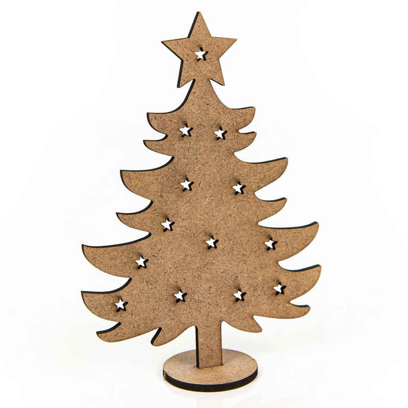 Logbuch-Verlag Weihnachtsfigur Weihnachtsbäume aus Holz flacher Baum zum Stecken (9 St), Miniatur