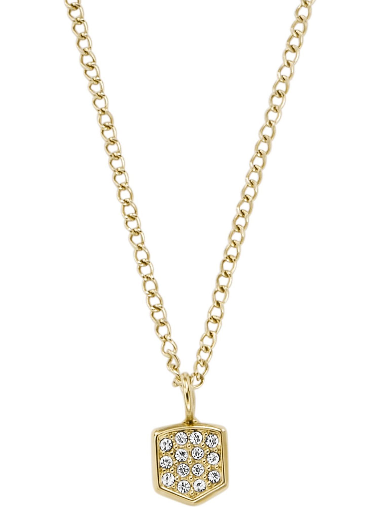 Collier Fossil Damen-Kette Edelstahl Glasstein