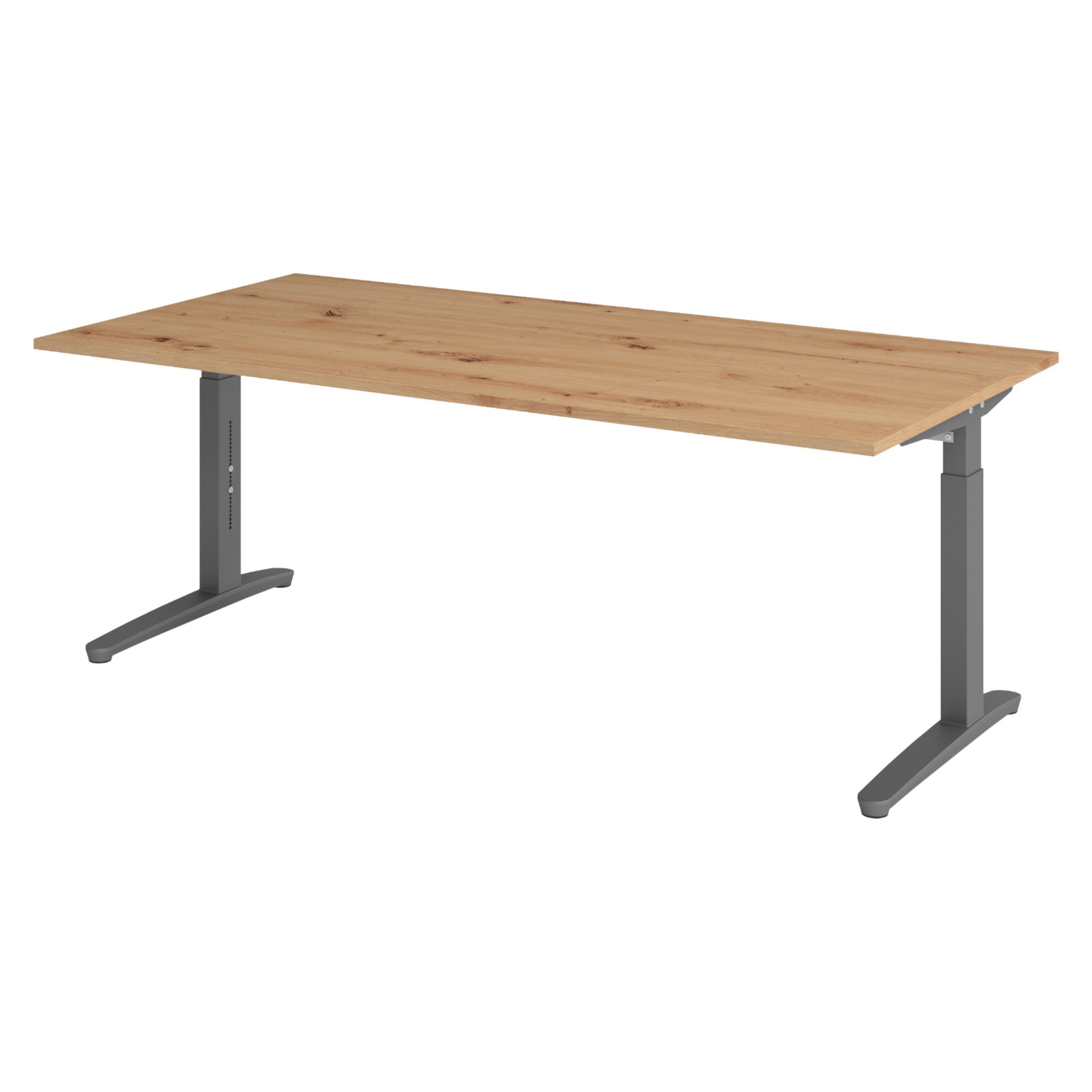 bümö Schreibtisch XB-Serie, Rechteck: 200 x 100 cm - Dekor: Asteiche - Gestell: Graphit