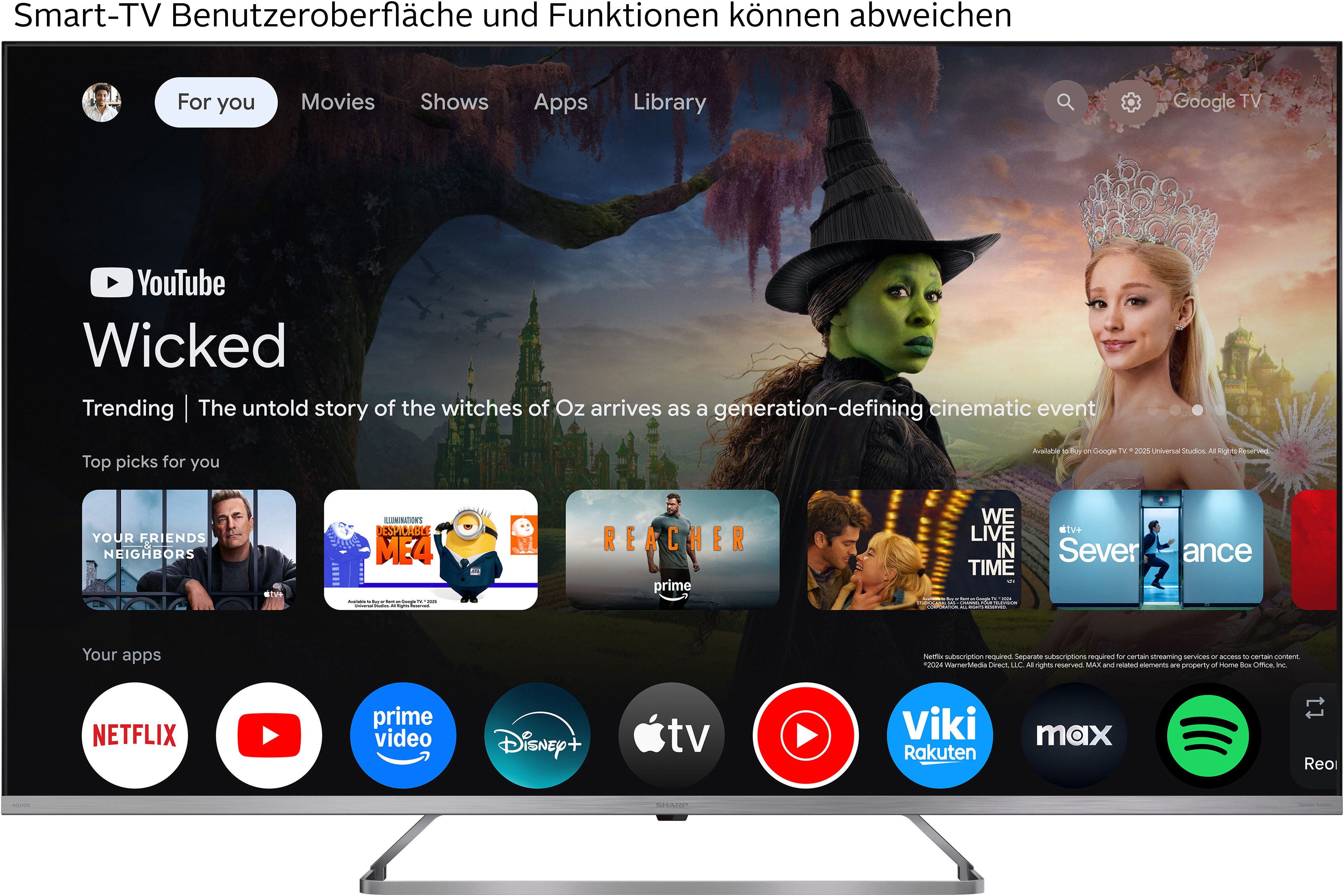 Sharp 4T-C55JPx QLED Mini LED-Fernseher (139 cm/55 Zoll, 4K Ultra HD, Google TV, Smart-TV)