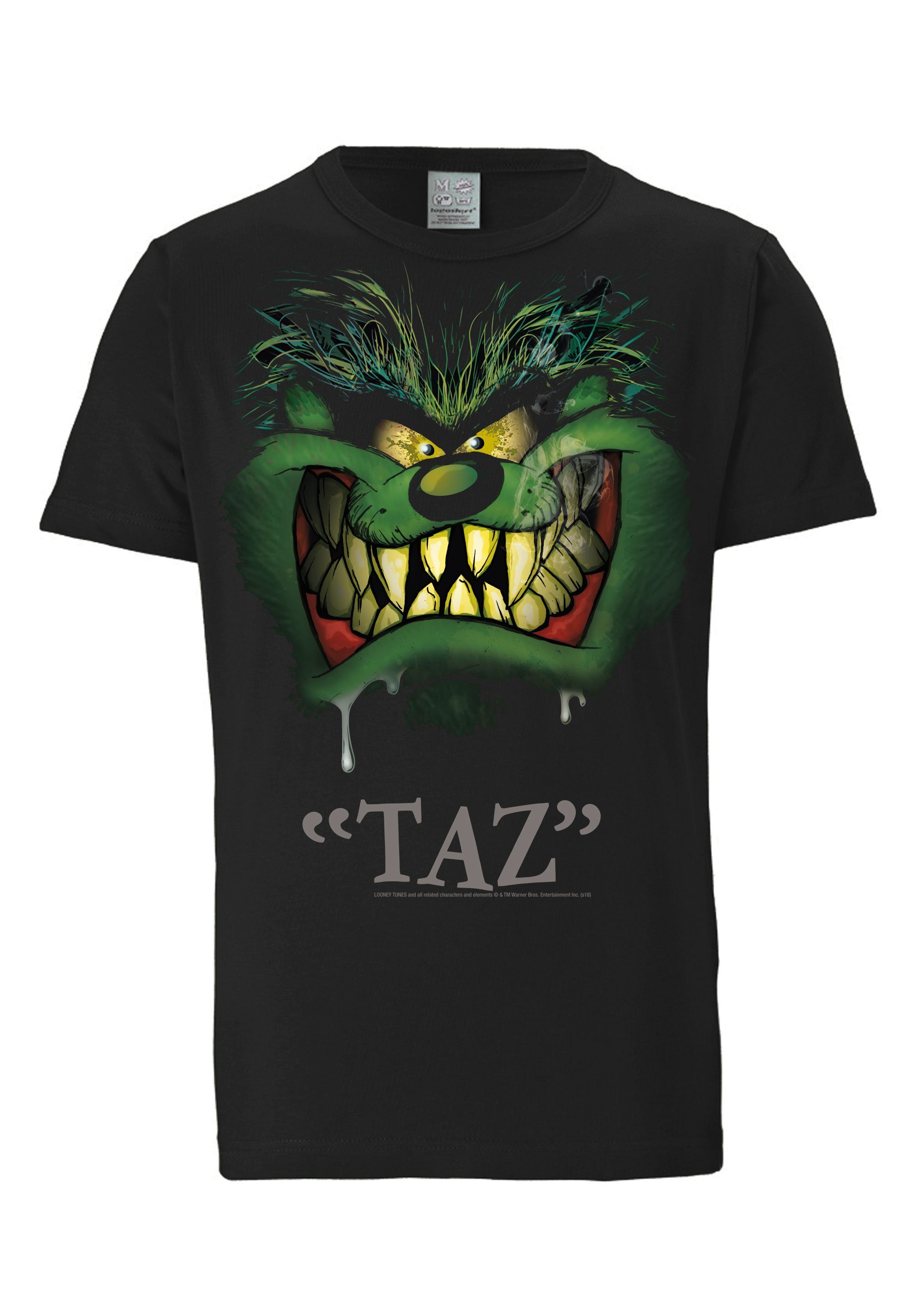 LOGOSHIRT T-Shirt Looney Print lizenziertem Tunes mit Taz - Portrait