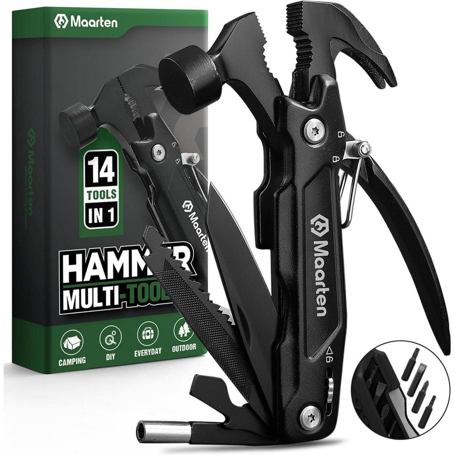 Maarten Multitool Multitool 14 in 1 Camping Zubehör Geschenke Männer Vatertag Gadgets
