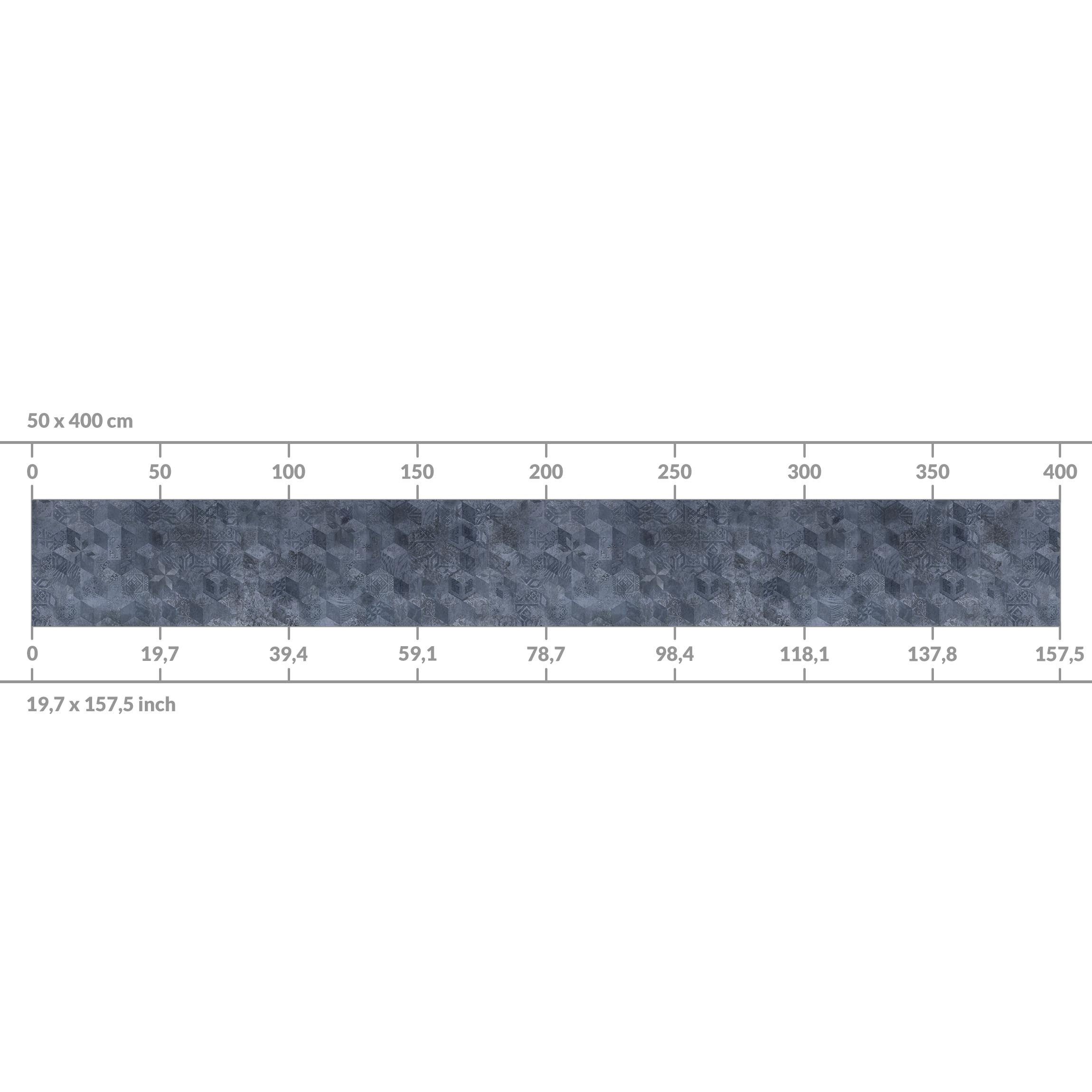 Bilderdepot24 Küchenrückwand selbstklebend blau Muster Shabby, (1-tlg., Nischenrückwand - für Fliesenspiegel ohne Bohren - glänzend), Nischenrückwand Fliesenoptik fugenlos Wandpaneel Küche Herd