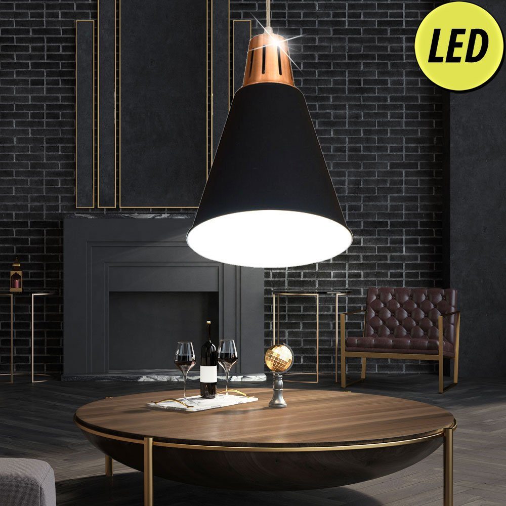 etc-shop LED Pendelleuchte, Leuchtmittel inklusive, Warmweiß, Pendel Leuchte Wohn Zimmer Decken Fluter Beleuchtung weiß schwarz im