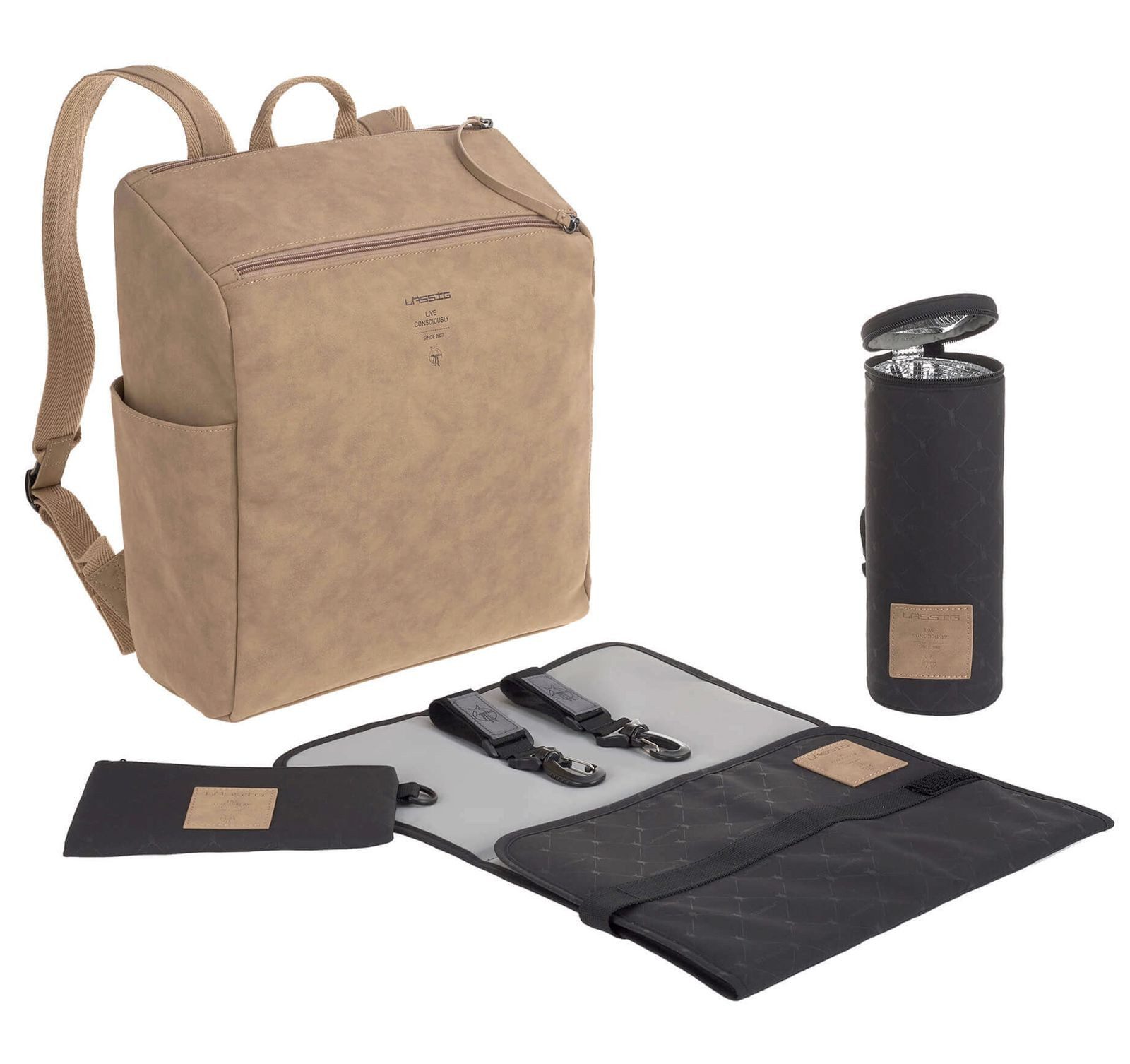 LÄSSIG Wickeltasche Tender (Set, 4-tlg) Camel