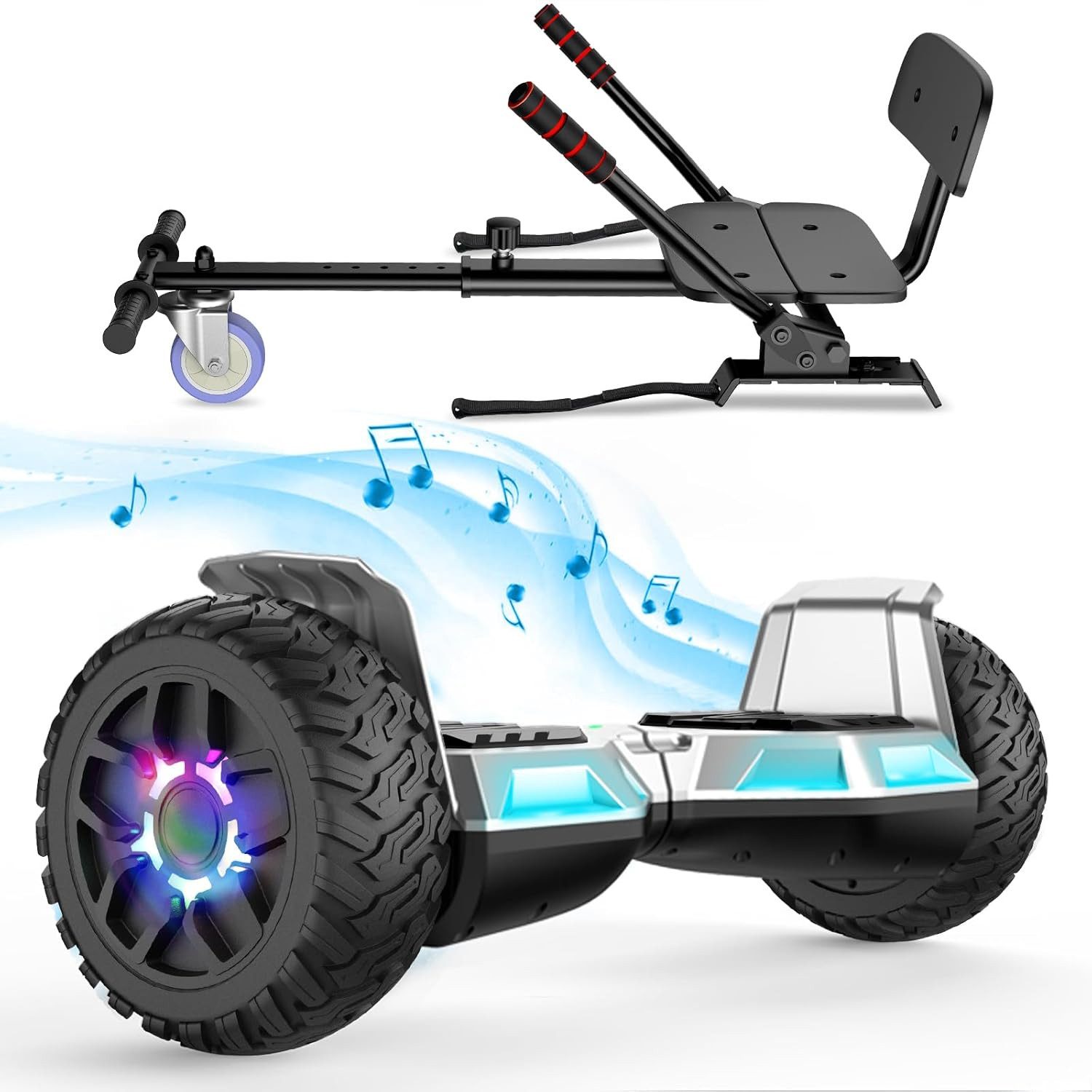 Balance Scooter Kart HY-B02 6,5 Zoll Dualmotorräder, Hoverboard mit kart,LED, Bluetooth