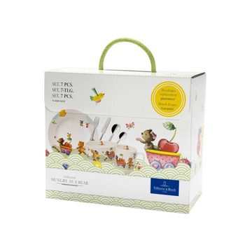 Villeroy & Boch Kindergeschirr-Set Hungry as a Bear Kindergeschirr, Porzellan, Besteck aus Edelstahl