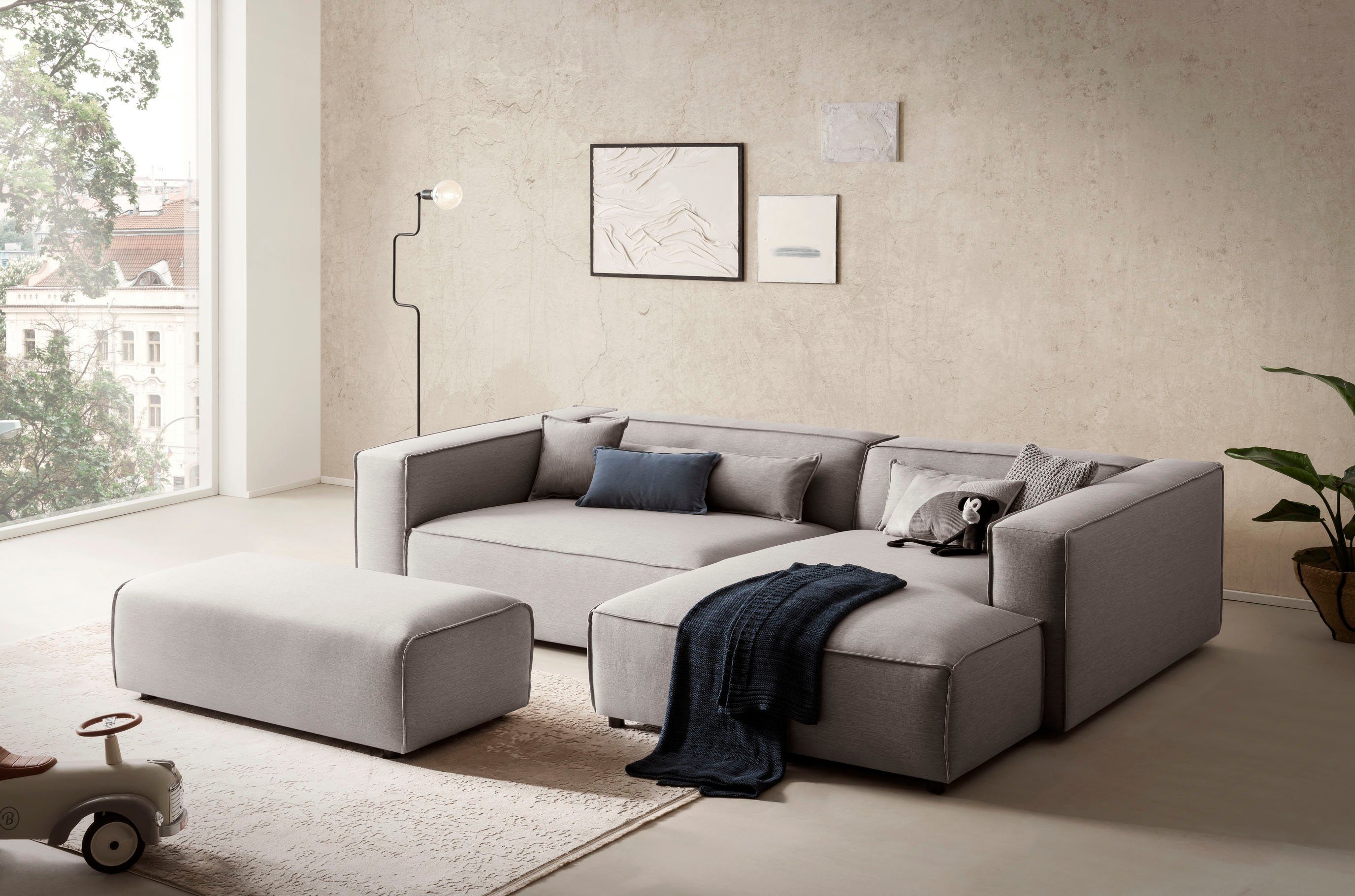 LeGer Home by Lena Gercke Ecksofa PIARA XXL, L-Form, Schlaffunktion, Cord, günstig online kaufen