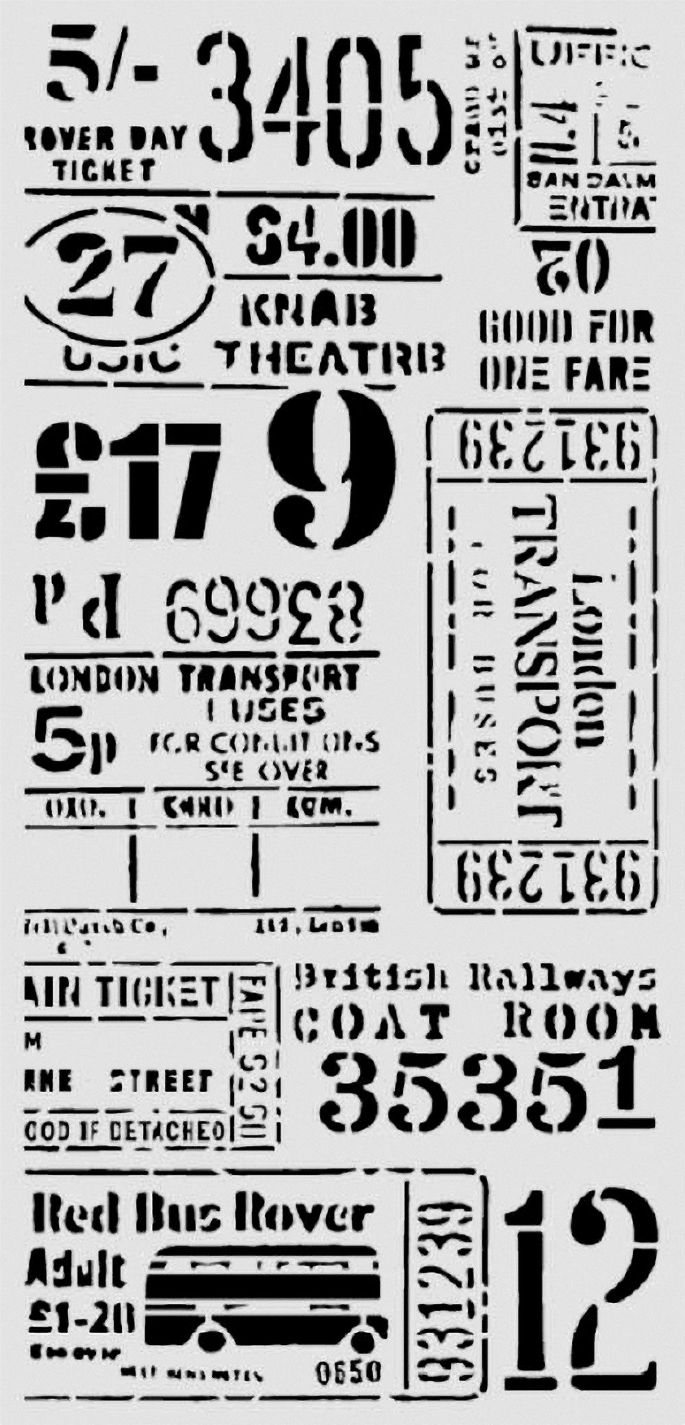 Stamperia Motivschablone Schablone Our Way - Tickets, 12 x 25 cm