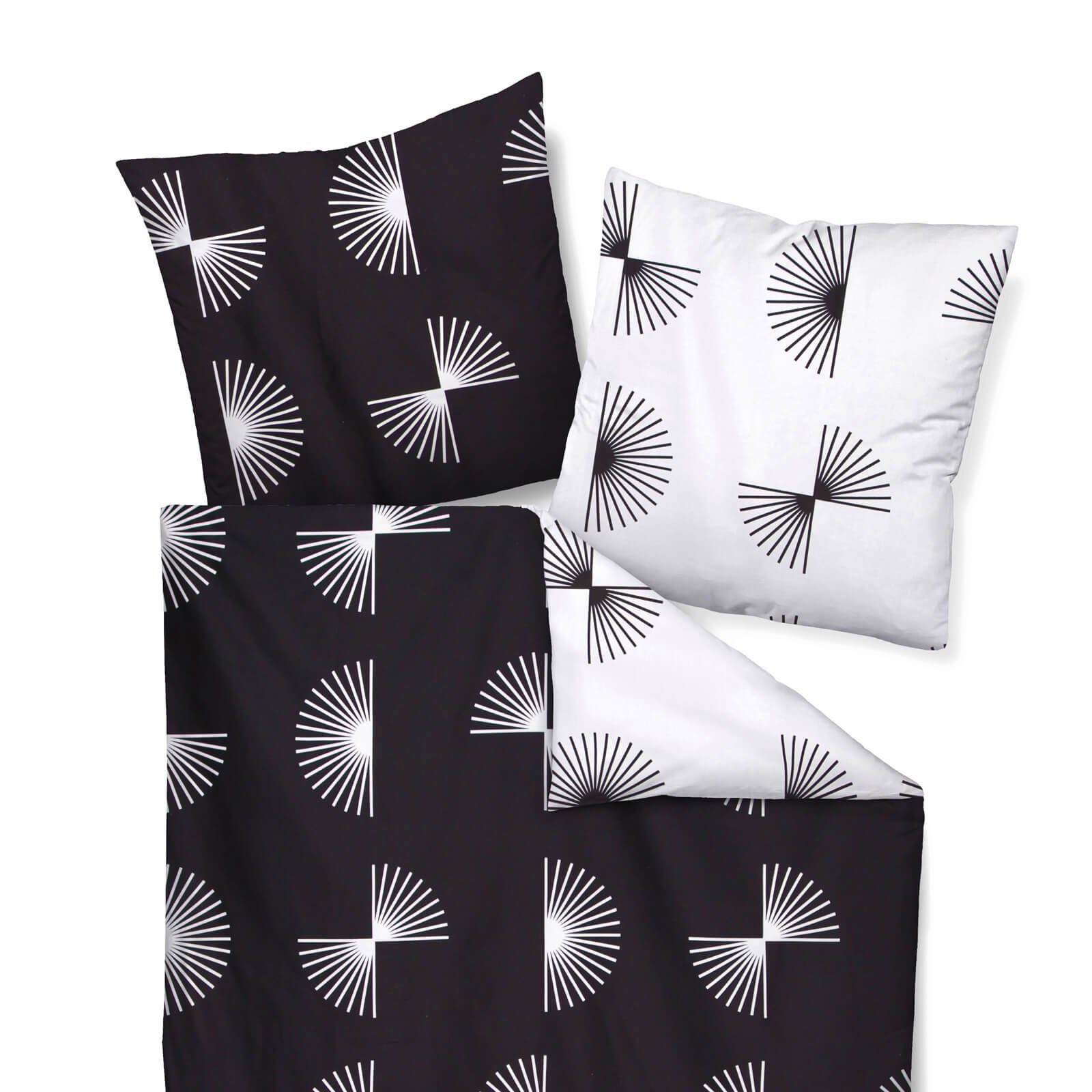 Janine Bettwäsche J.D. 87073 98 schwarz, Mako-Satin, 2 teilig, gefächerte V günstig online kaufen