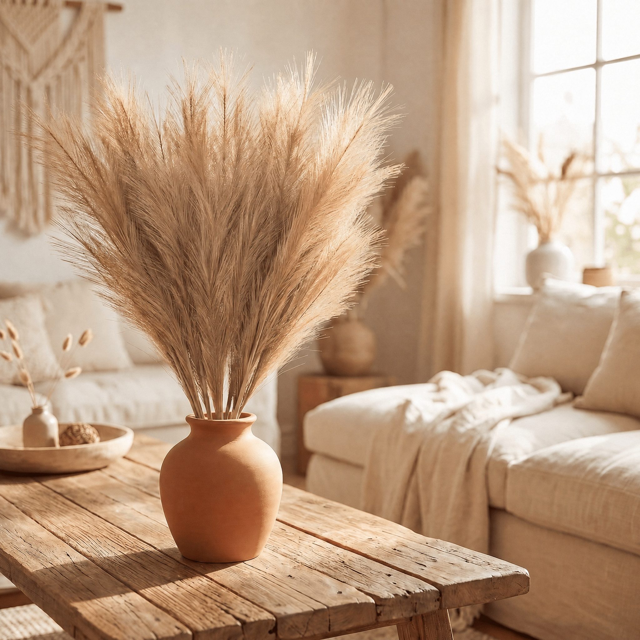 Kunstblume Künstliches Pampasgras 30 Stück Set Deko – Kunstpflanze flauschig Boho Pampasgras, Fanci Home, für Wohnzimmer Schlafzimmer, langlebig pflegeleicht