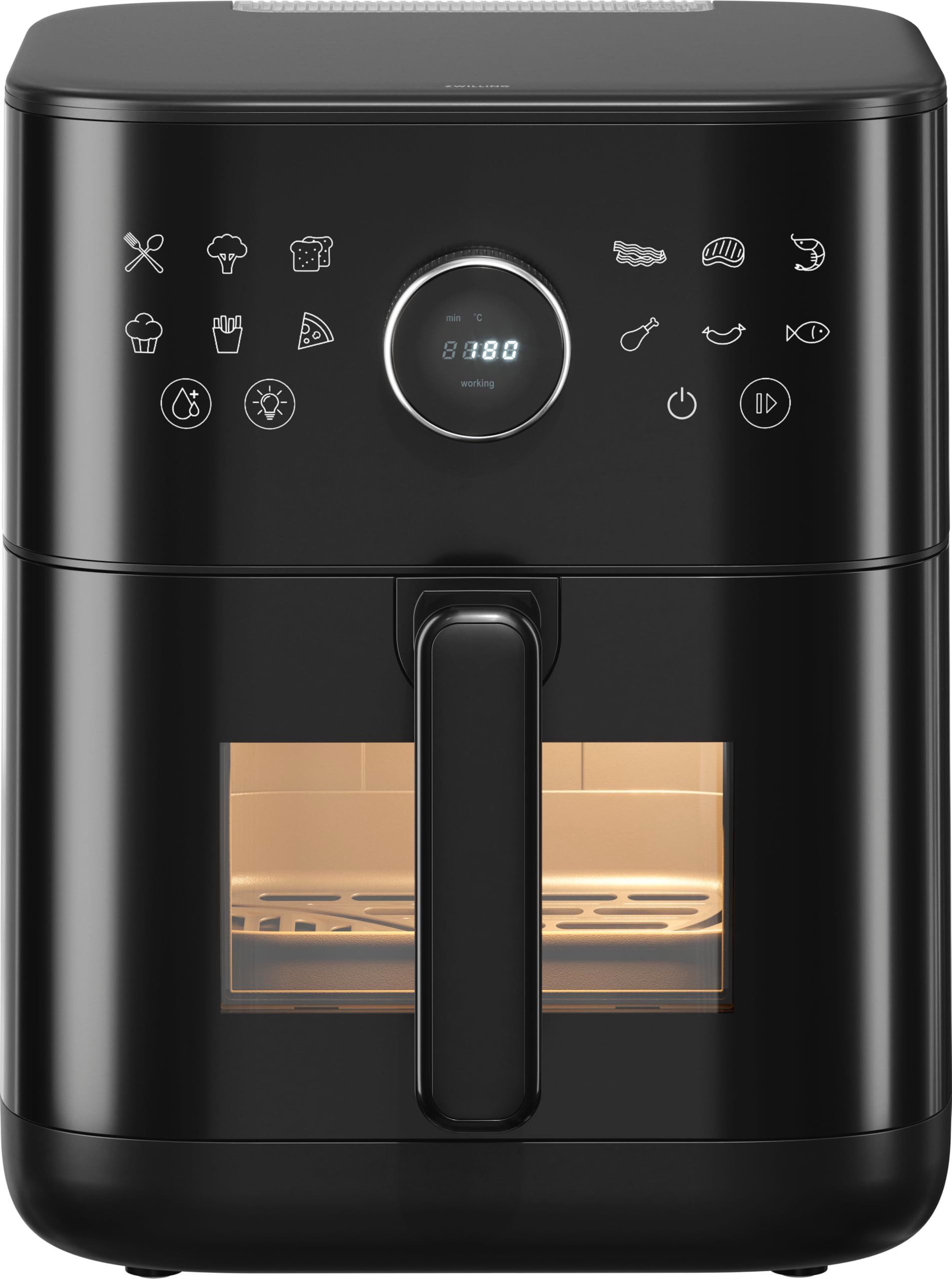 Zwilling Fritteuse 1034346, 12 Programme, Infrarot-Heizung, Wasser-Sprühfunktion, 1800W