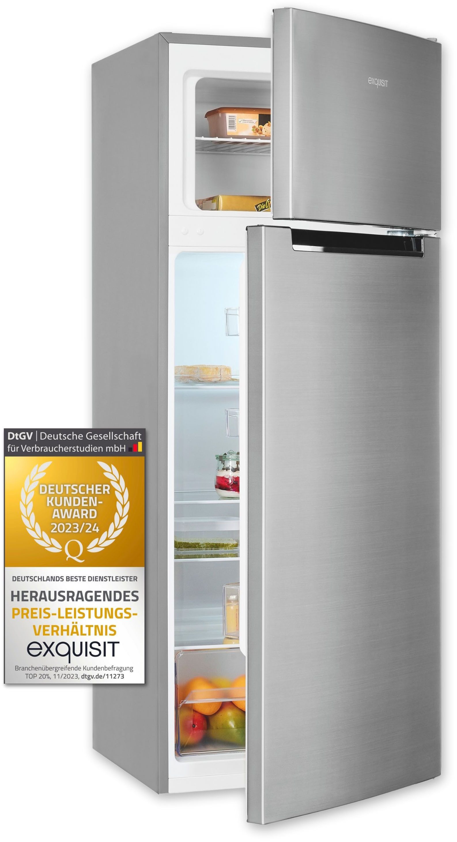 exquisit Kühl-/Gefrierkombination KGC270-45-040D, 142,6 cm hoch, 54,5 cm breit