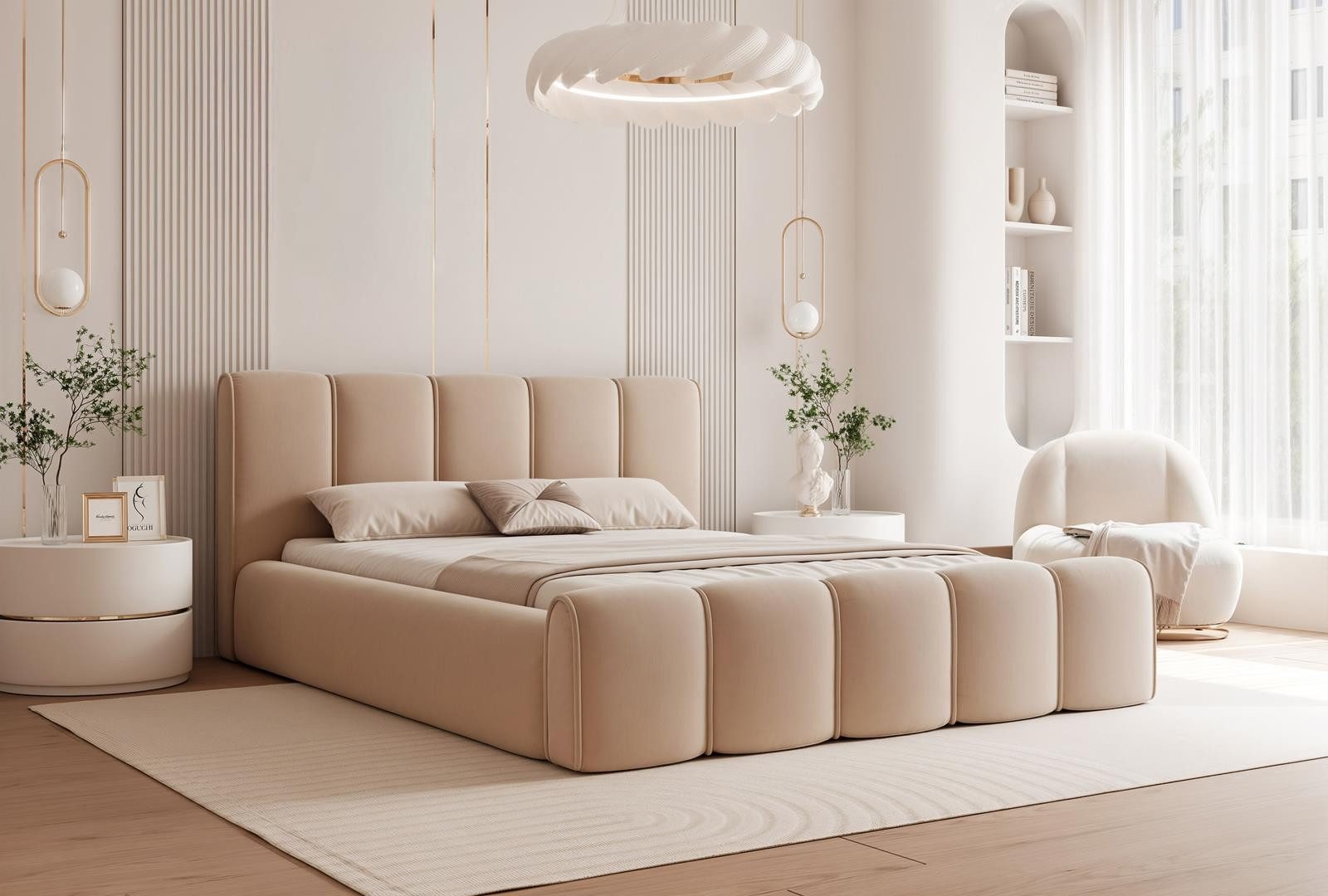 Compleo Polsterbett HERME Gepolstertes Kopfteil, Bubble Design, Designerbett