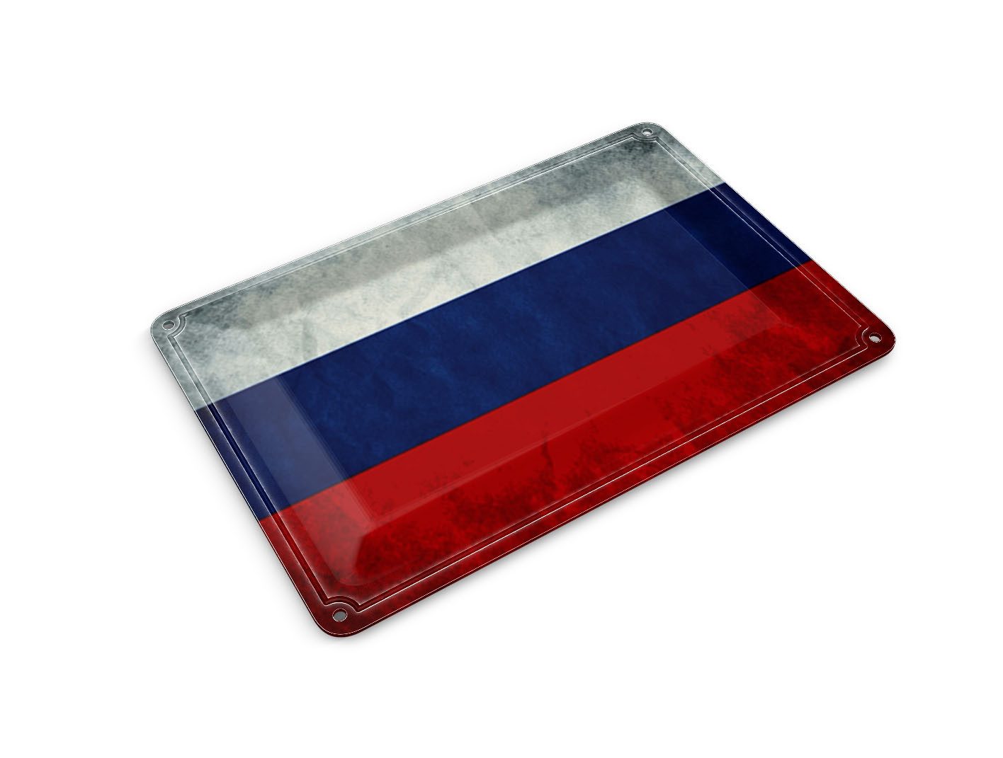 Femer GmbH Postkarte Blechpostkarte Flagge 14x10 cm Russland Fahne Russia Flag Deko Schild, unfrankiert