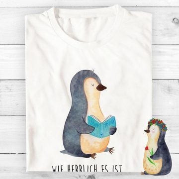 Mr. & Mrs. Panda T-Shirt Pinguin Buch - Weiß - Geschenk, Pause, nichtstun, Schlafshirt, Sprüch (1-tlg)